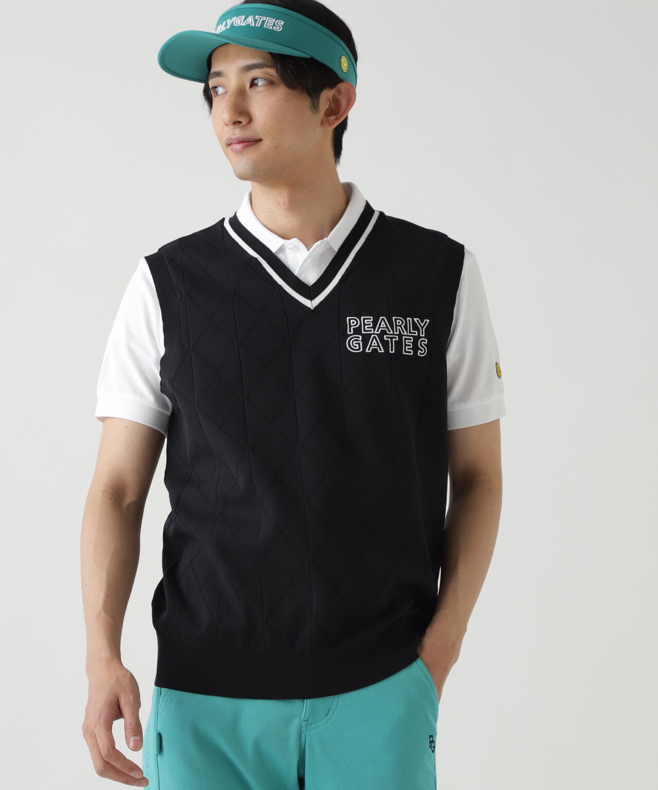 PG is PG ロゴジャガードVネックニットベストプルオーバー | PEARLY