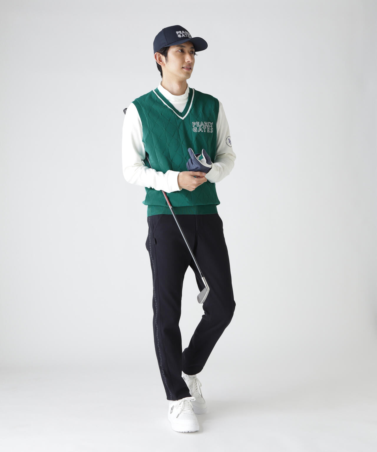 PG is PG ロゴジャガードVネックニットベストプルオーバー | PEARLY