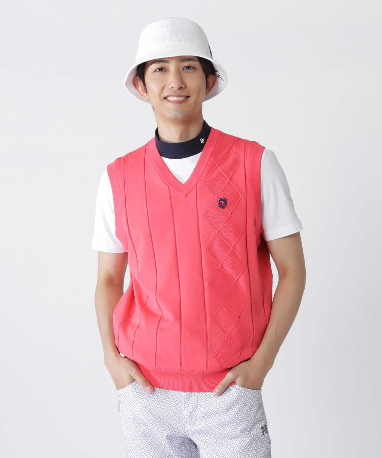 ニャンクロ☆PEARLY GATES メンズ リバーシブルベスト☆ アラン柄リバーシブルベスト | PEARLY GATES（パーリーゲイツ