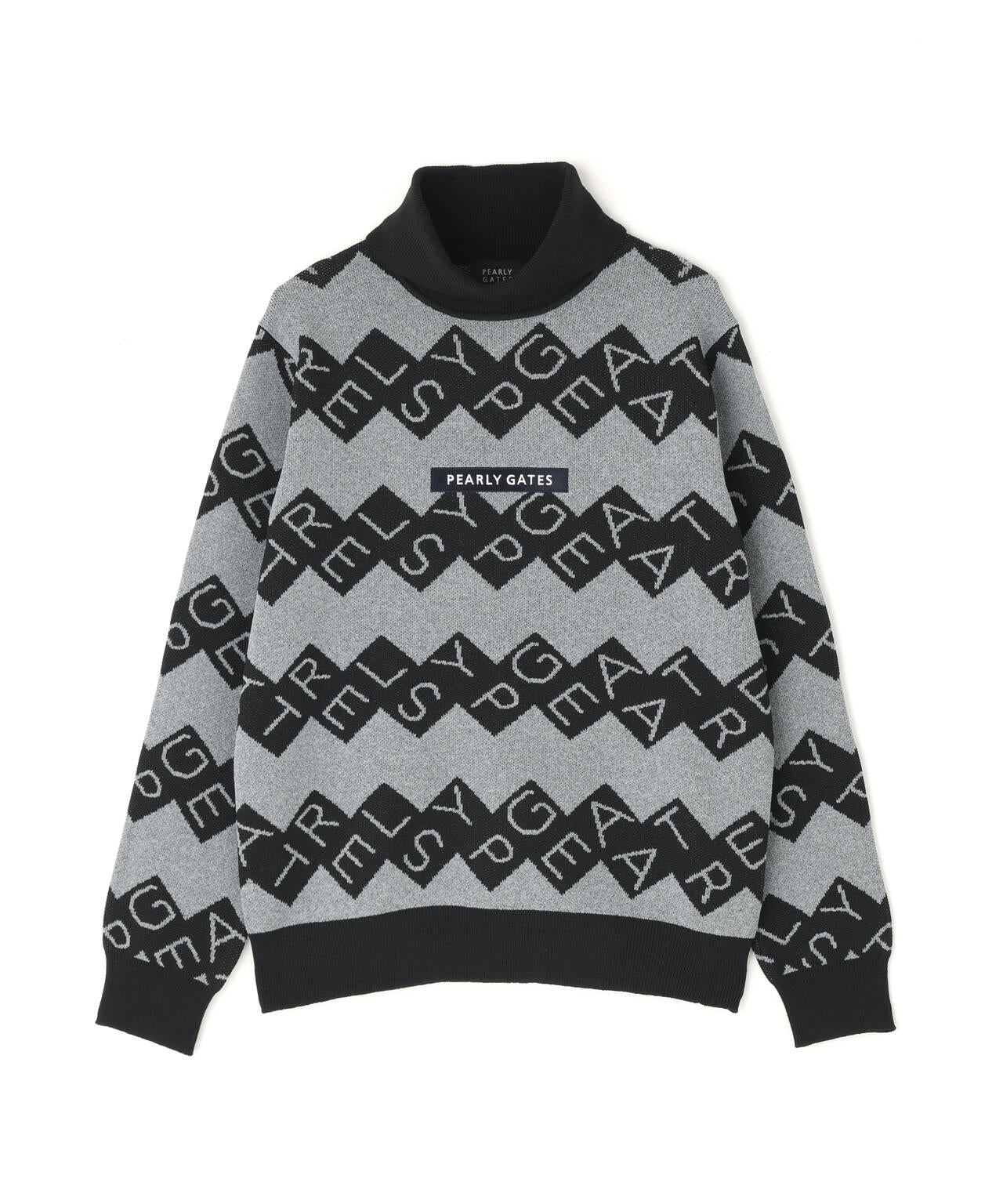 ダブルJQロゴギザボーダー柄タートルニットプルオーバー