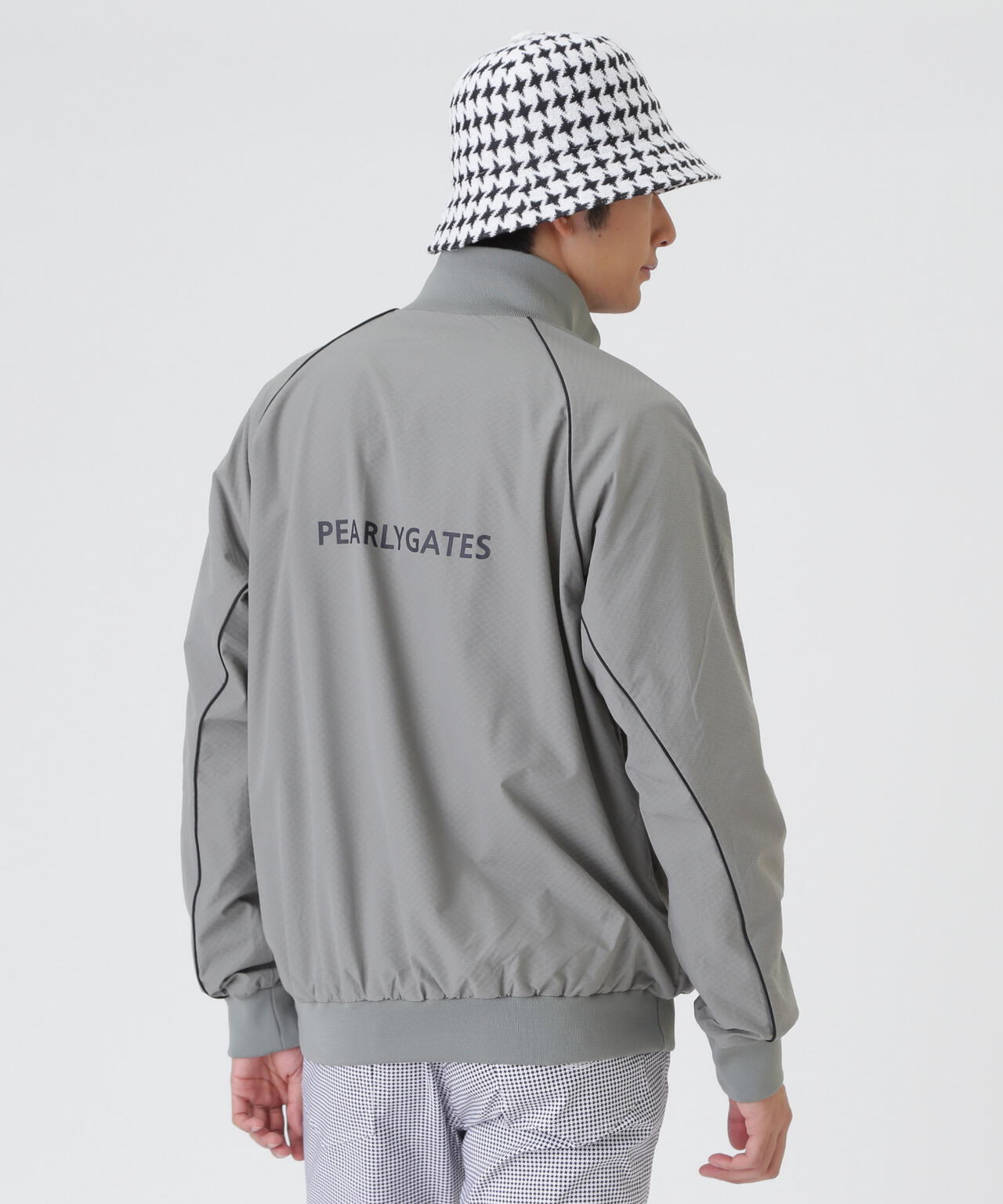 PEARLY GATES シルバー スニード　リバーシブル Peメカニカルストレッチ手裏剣ジャガードスタンドジップブルゾン (MENS