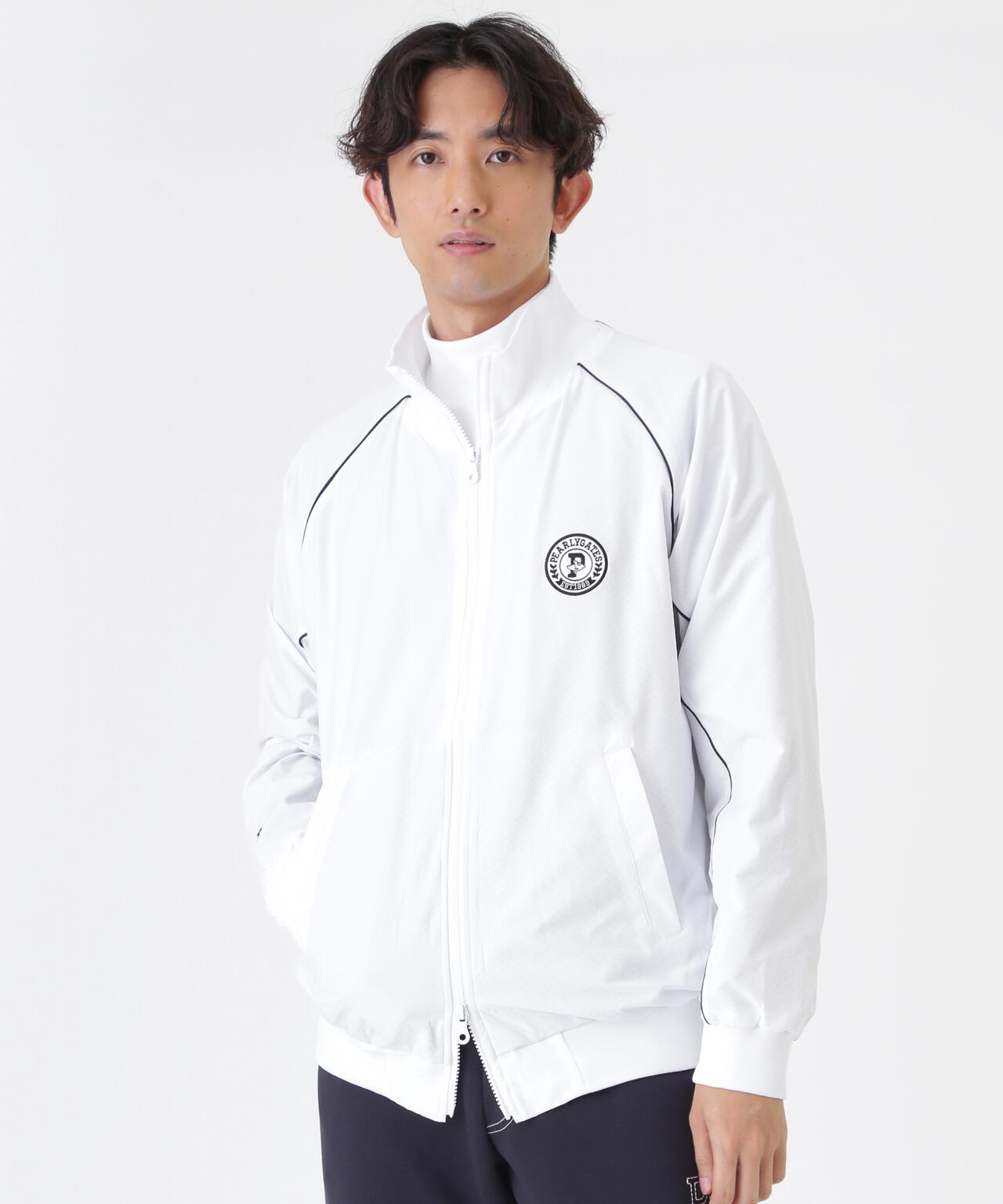 Peメカニカルストレッチ手裏剣ジャガードスタンドジップブルゾン (MENS