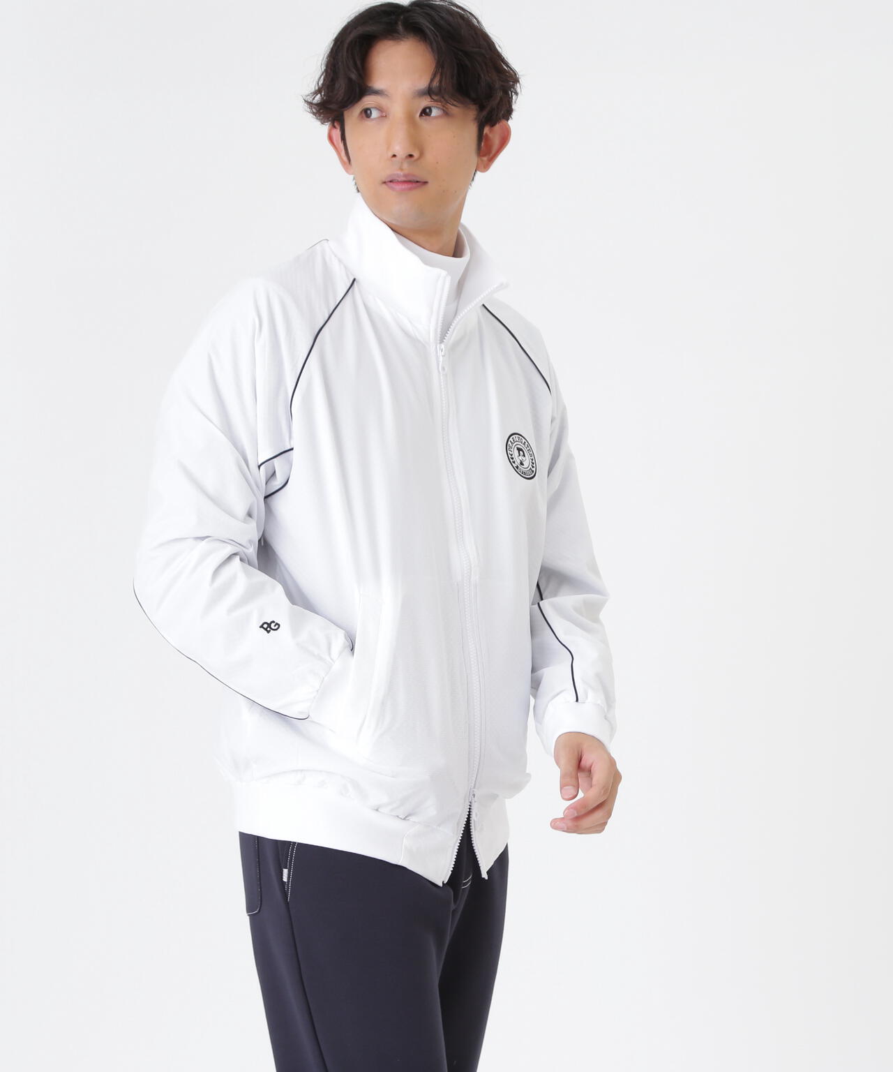 Peメカニカルストレッチ手裏剣ジャガードスタンドジップブルゾン (MENS