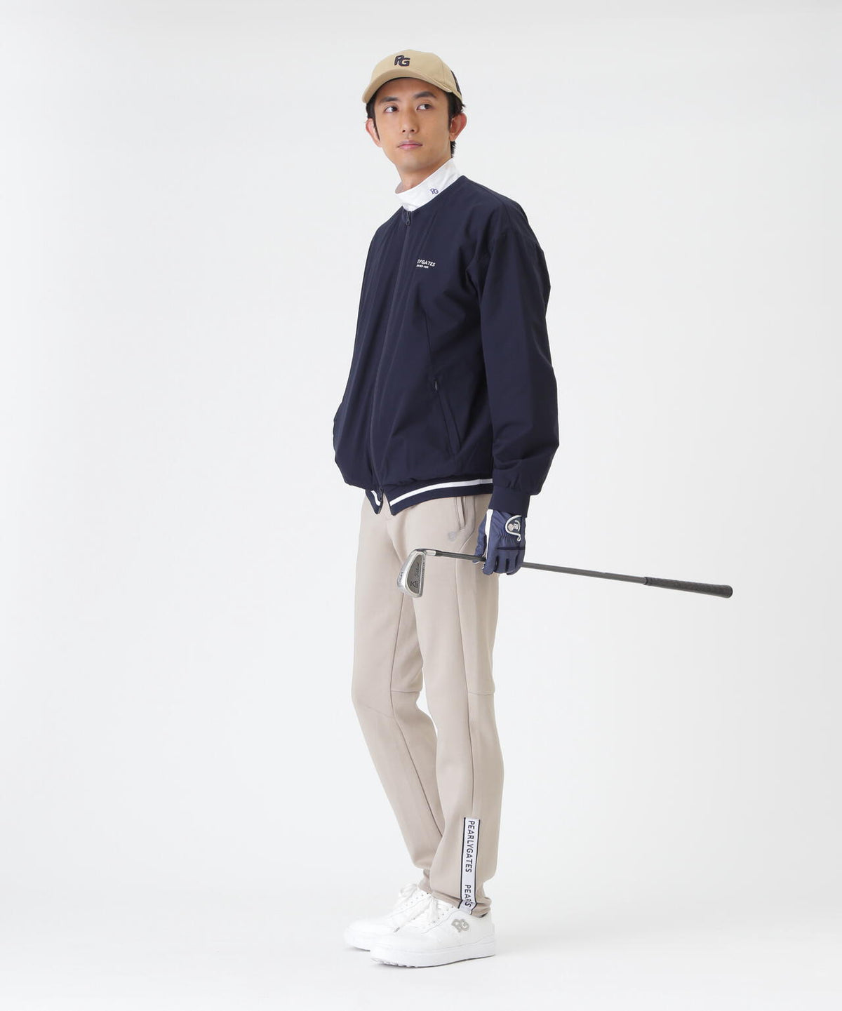 Peメカニカルストレッチ手裏剣ジャガードクルーネックブルゾン (MENS)