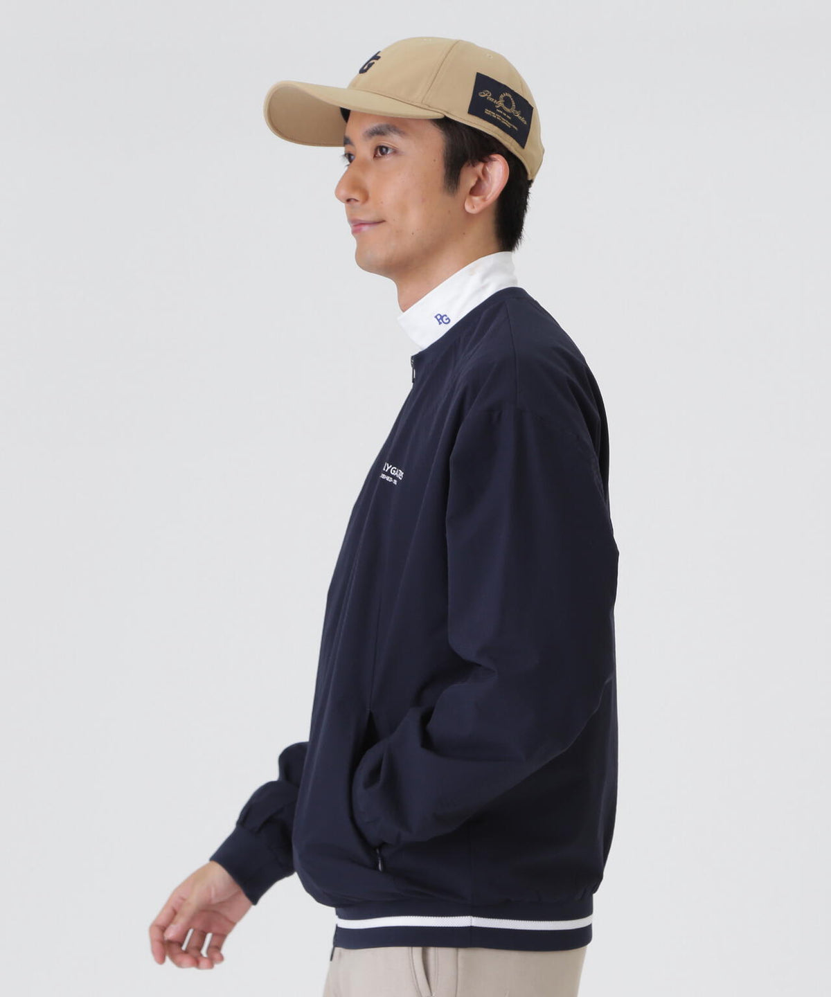 Peメカニカルストレッチ手裏剣ジャガードクルーネックブルゾン (MENS)