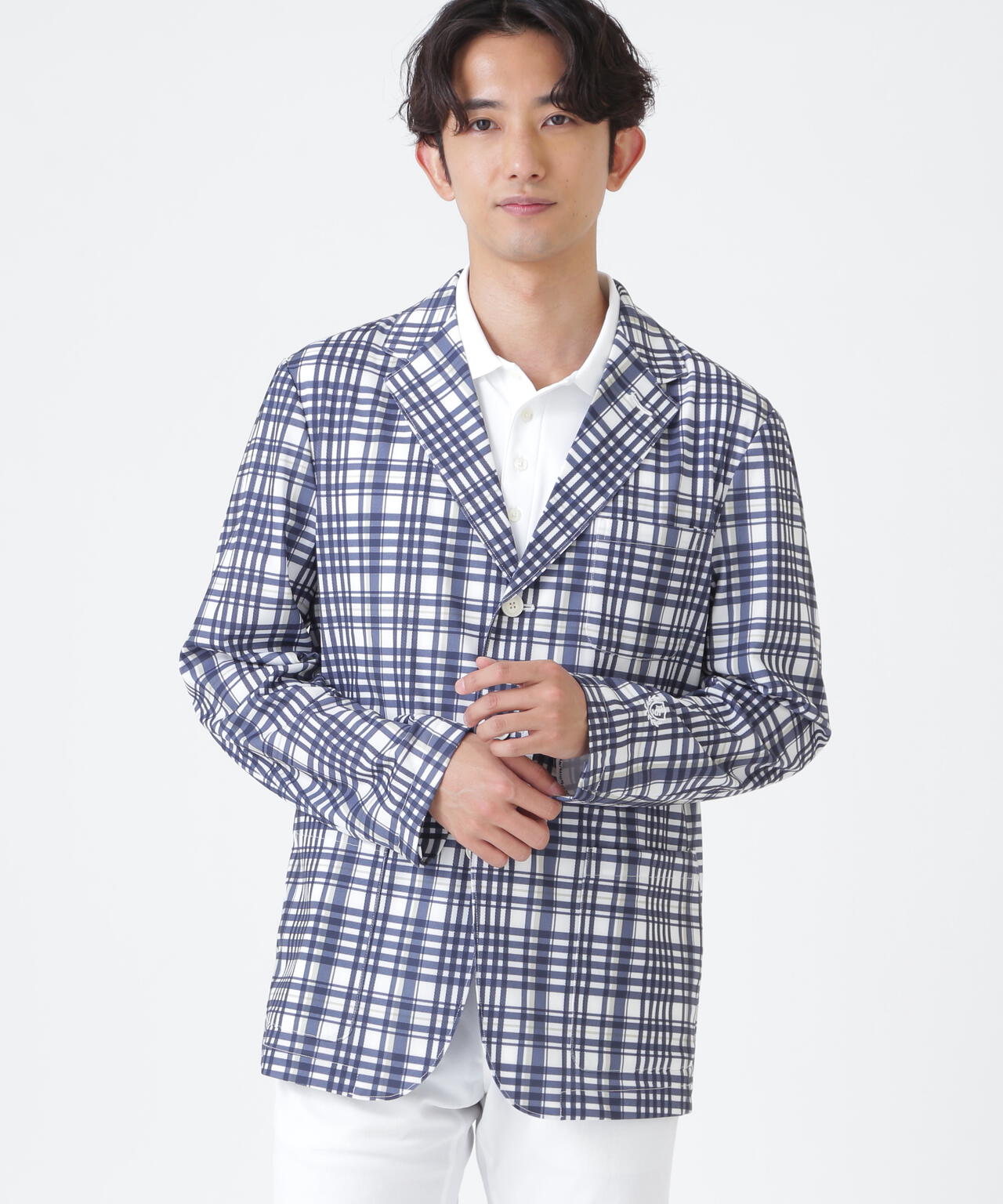 Peストレッチトリコットメッシュジャケット ＜チェック柄＞ (MENS
