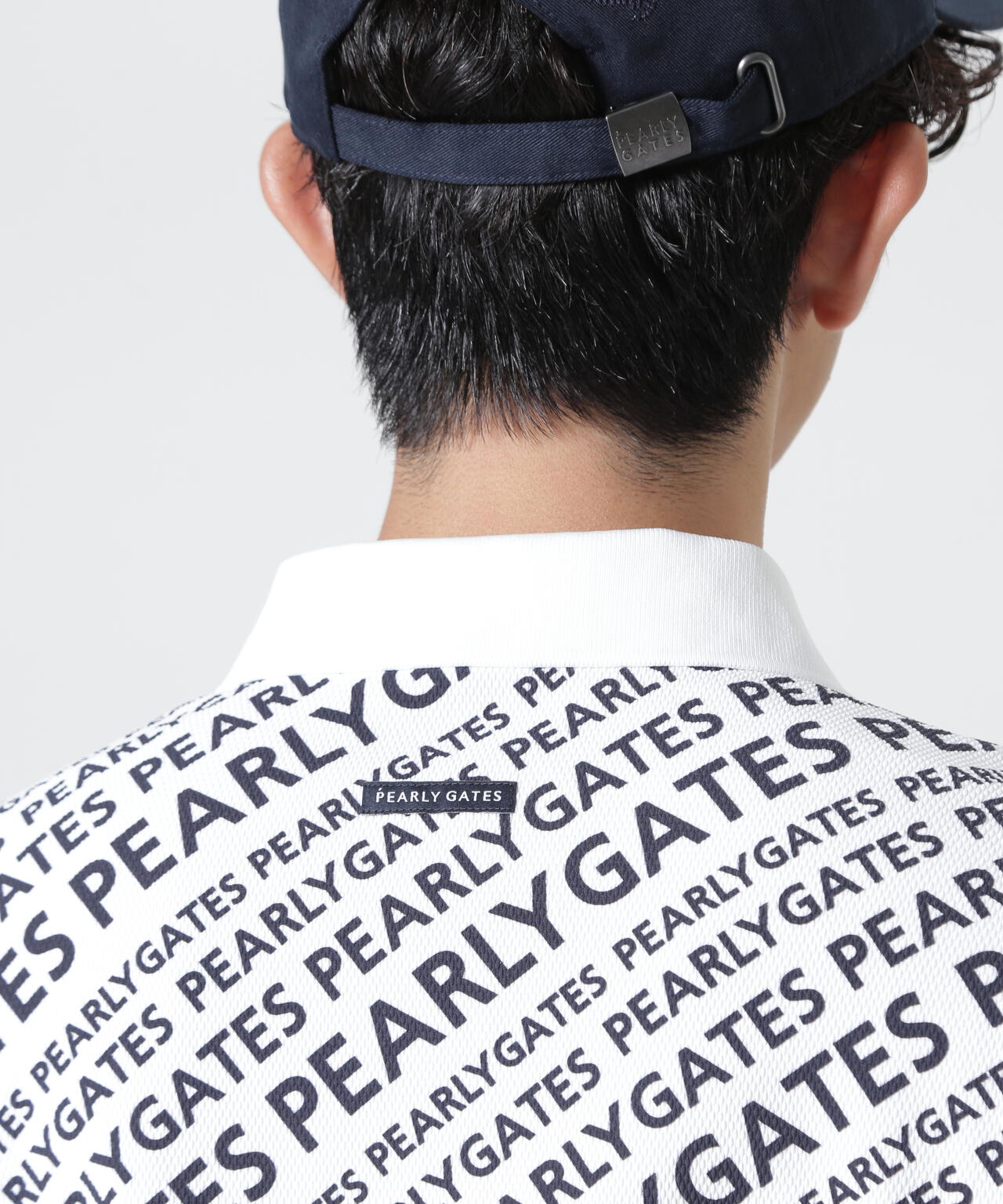 PEARLY GATES ボーダー ポロシャツ Lサイズ ポップコーンニット半袖ポロシャツ ＜ランダムロゴバイヤスボーダー柄