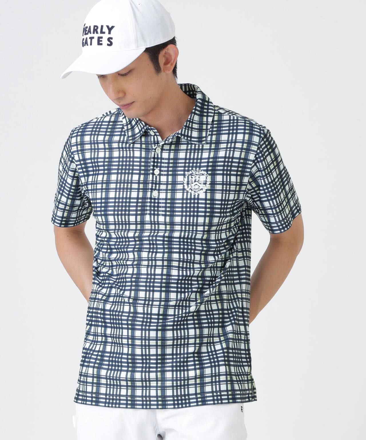 メッシュジャガード半袖ポロシャツ ＜チェック柄＞ (MENS) | PEARLY