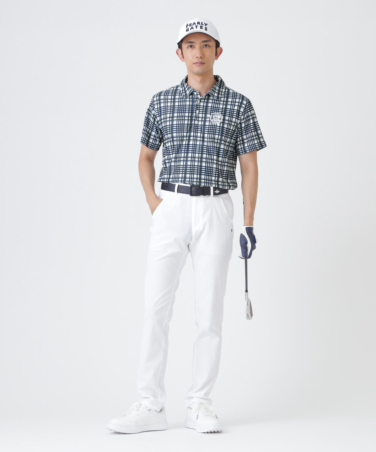メッシュジャガード半袖ポロシャツ ＜チェック柄＞ (MENS) | PEARLY
