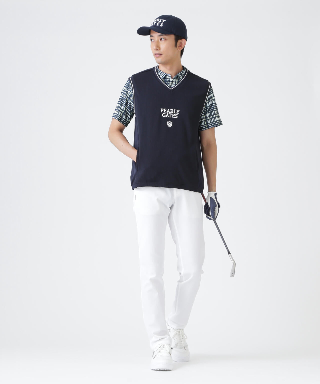 メッシュジャガード半袖ポロシャツ ＜チェック柄＞ (MENS) | PEARLY