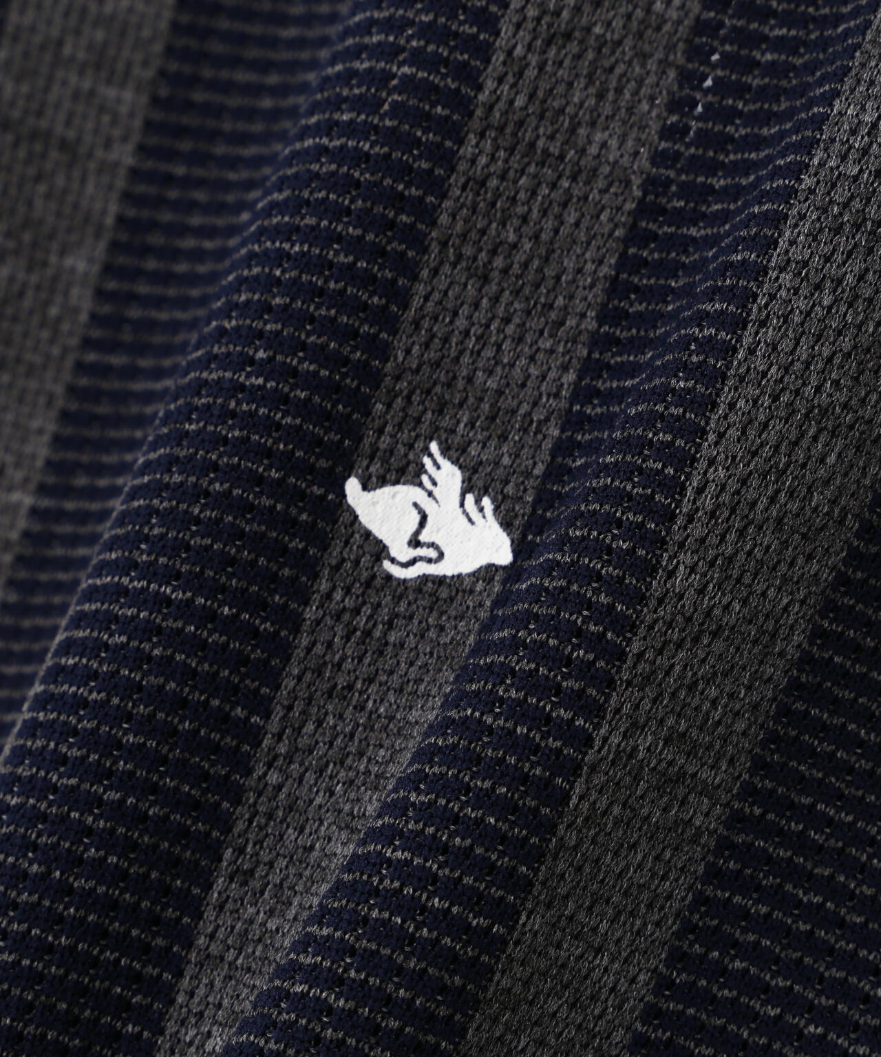 Peメッシュストライプニット半袖ポロシャツ (MENS)