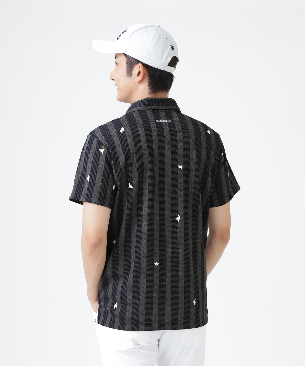 タグ付き　新品　PEARLY GATES ストライプ 半袖ポロシャツ　サイズ2 Peメッシュストライプニット半袖ポロシャツ (MENS) | PEARLY GATES