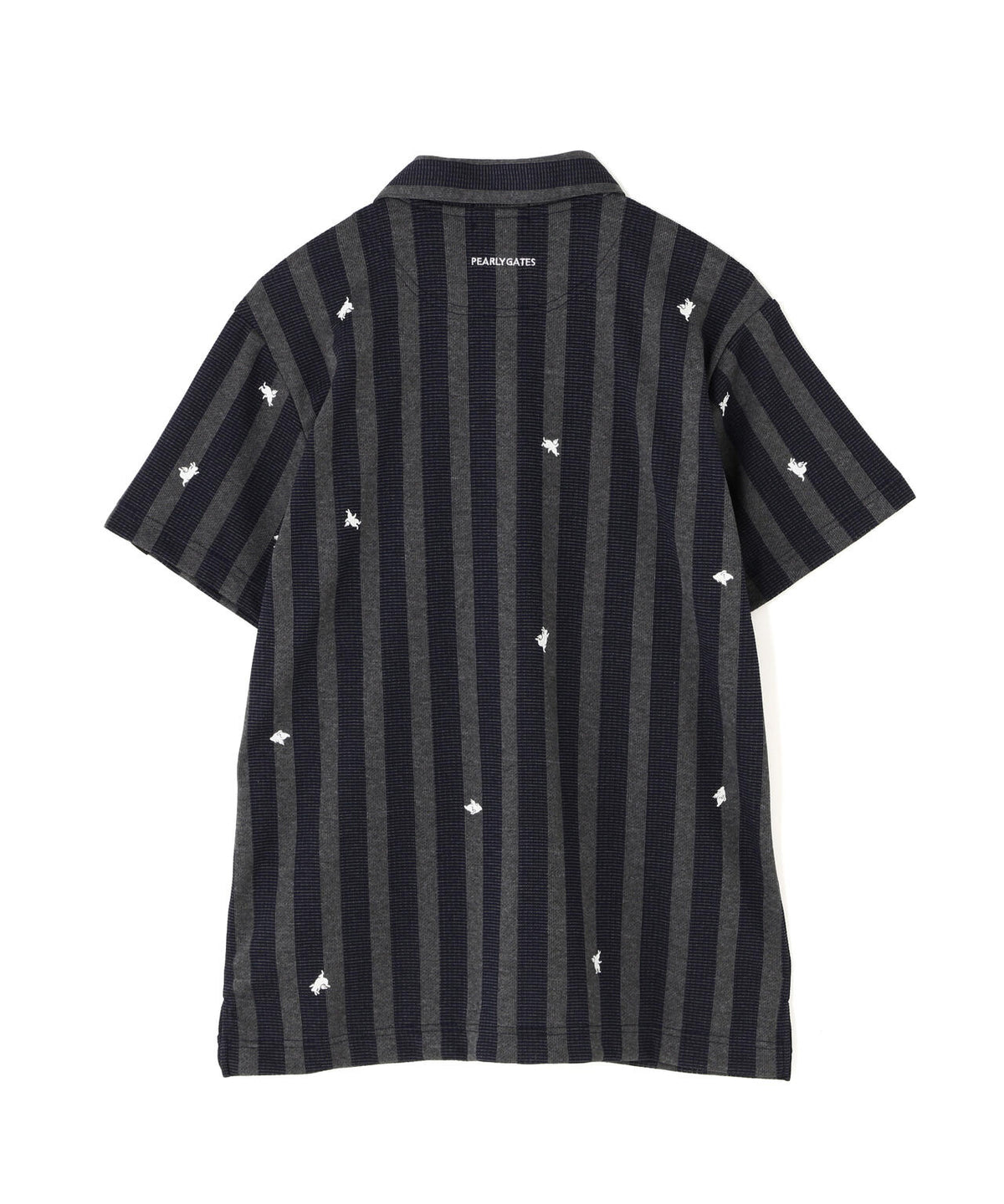 Peメッシュストライプニット半袖ポロシャツ (MENS)