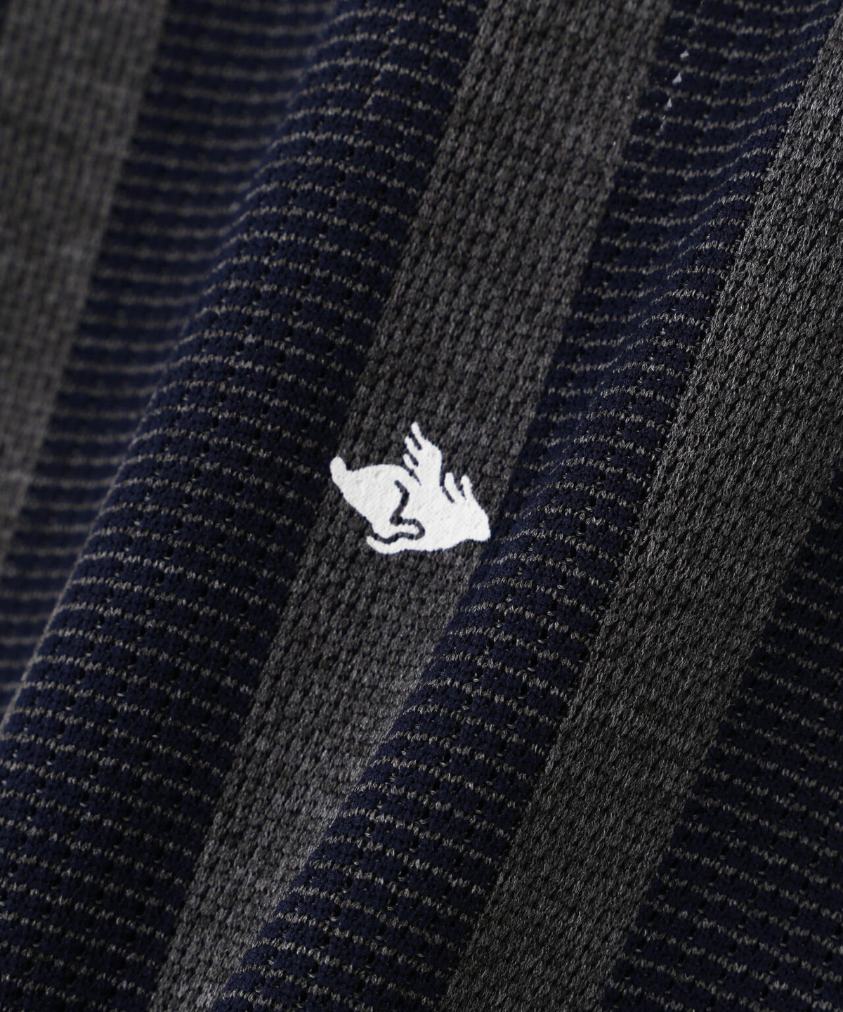 Peメッシュストライプニット半袖ポロシャツ (MENS)