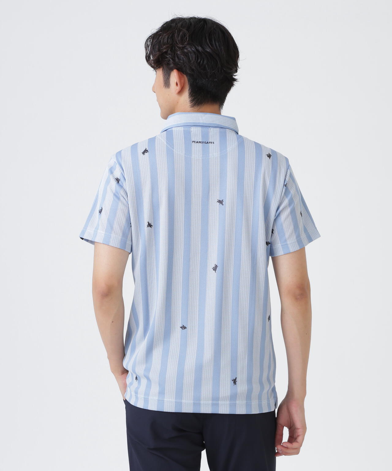 Peメッシュストライプニット半袖ポロシャツ (MENS) | PEARLY GATES