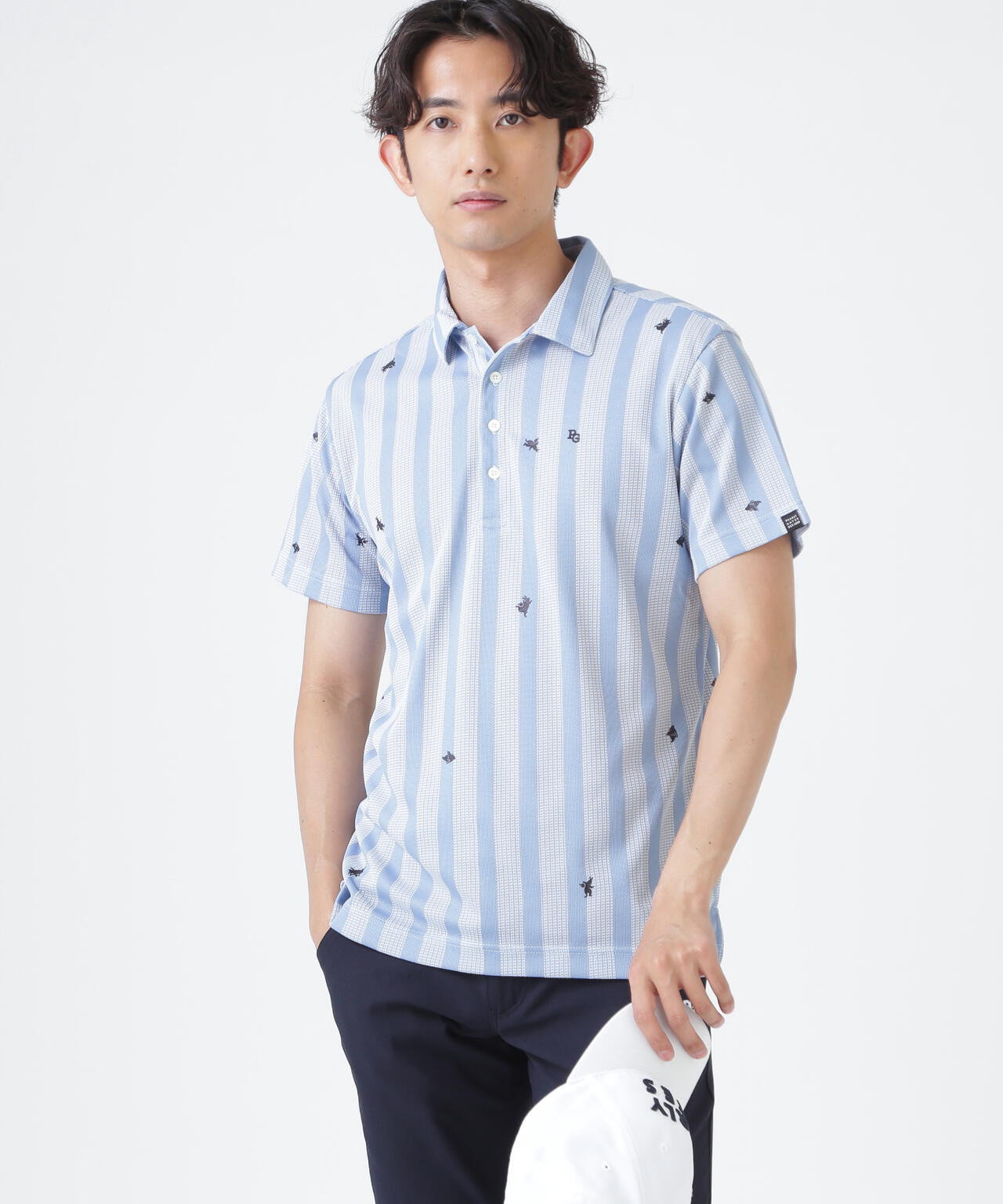 Peメッシュストライプニット半袖ポロシャツ (MENS) | PEARLY GATES