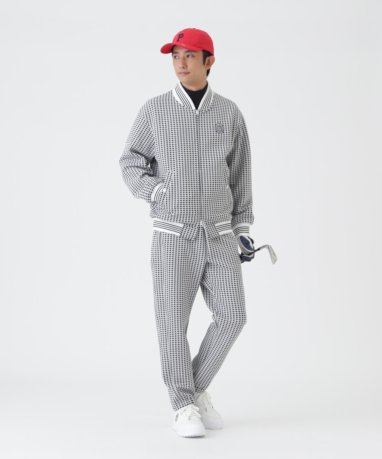 ステッチキルトジャガードカットブルゾン ＜手裏剣千鳥柄＞ (MENS
