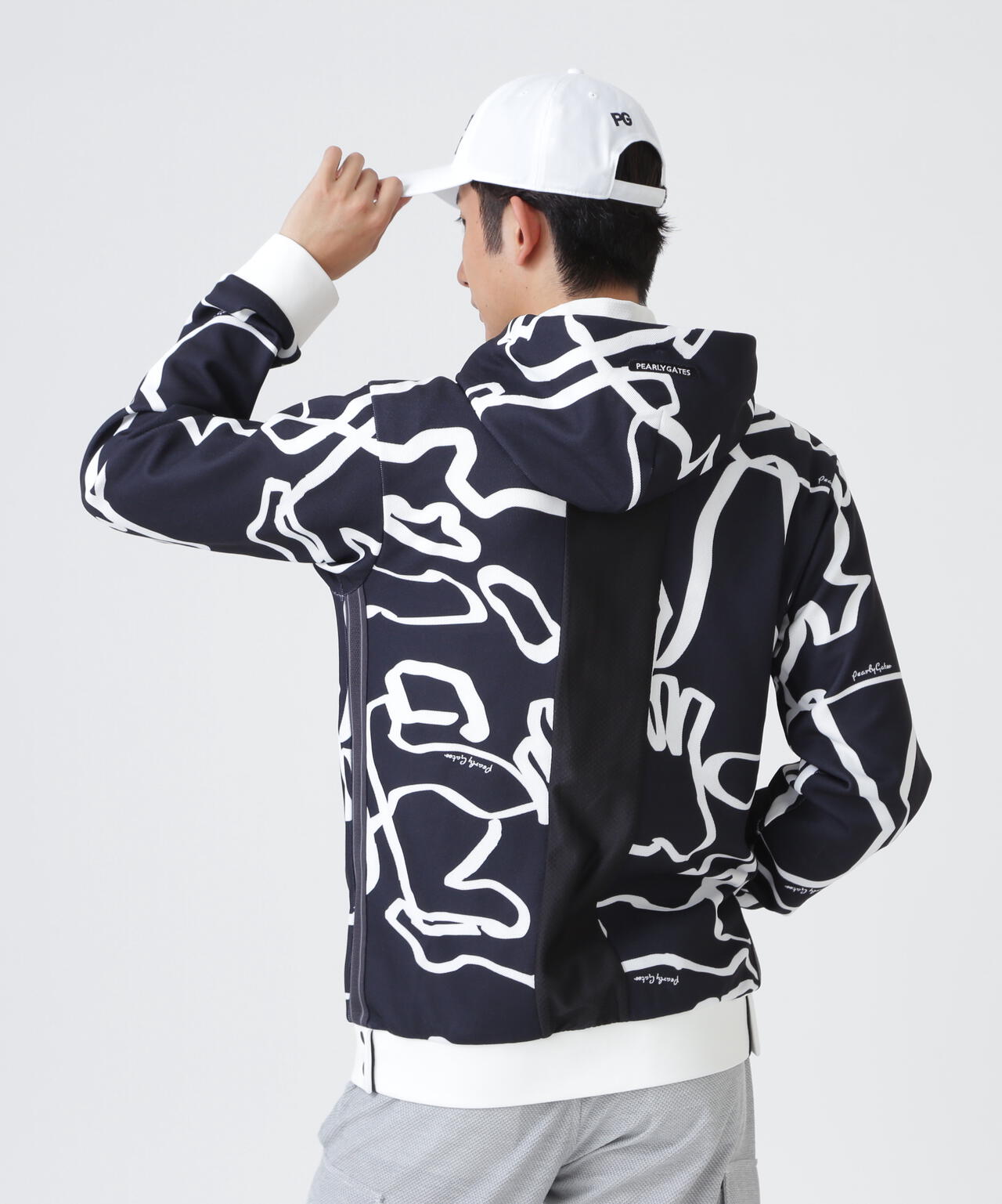 Wハニカムストレッチフルジップフーディ ＜変形ウサギ柄＞ (MENS
