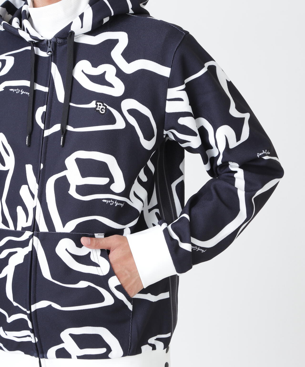 Wハニカムストレッチフルジップフーディ ＜変形ウサギ柄＞ (MENS
