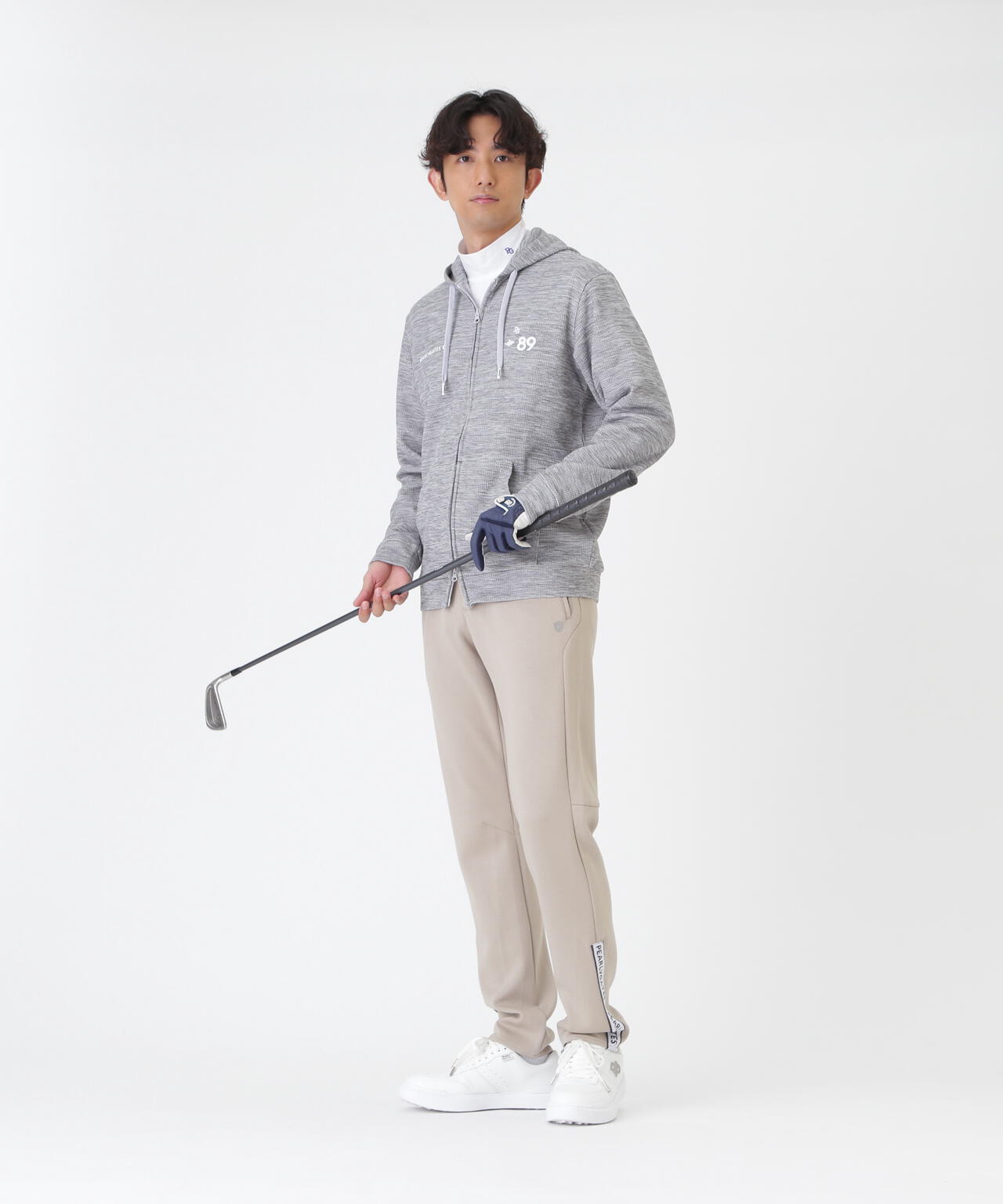 PEARLY GATES ジップアップパーカー グレー ブラック サイズ6 PEARLYGATES×Colantotte] ワッフルダブルジャージーパーカー (MENS