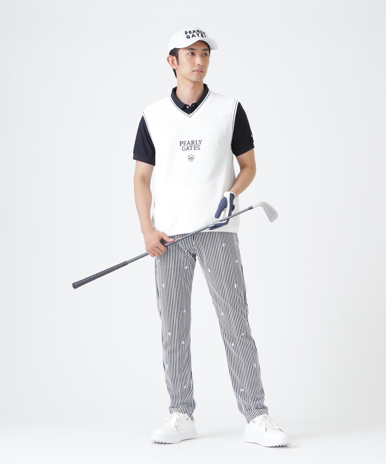 メッシュアンドメッシュVネックベスト (MENS) | PEARLY GATES