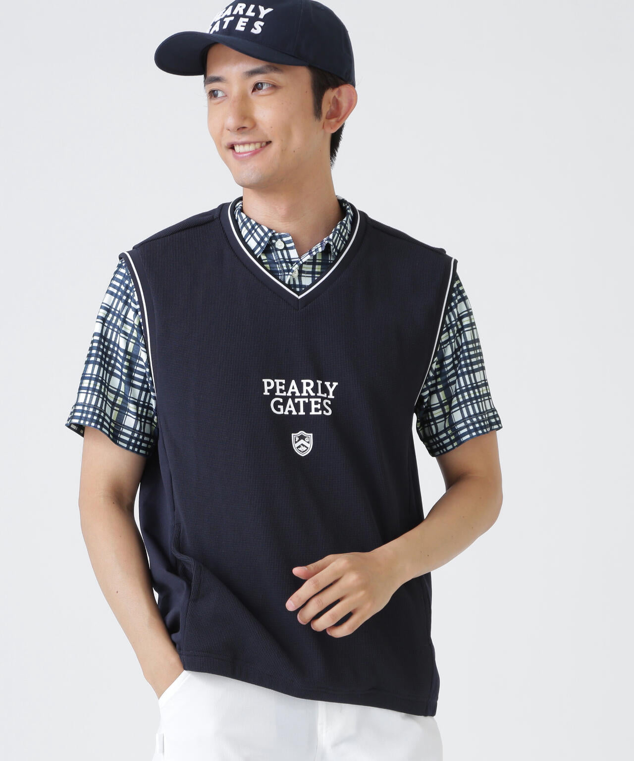 パーリーゲイツPGG Peトリコットメッシュベストブラックサイズ5 メッシュアンドメッシュVネックベスト (MENS) | PEARLY GATES