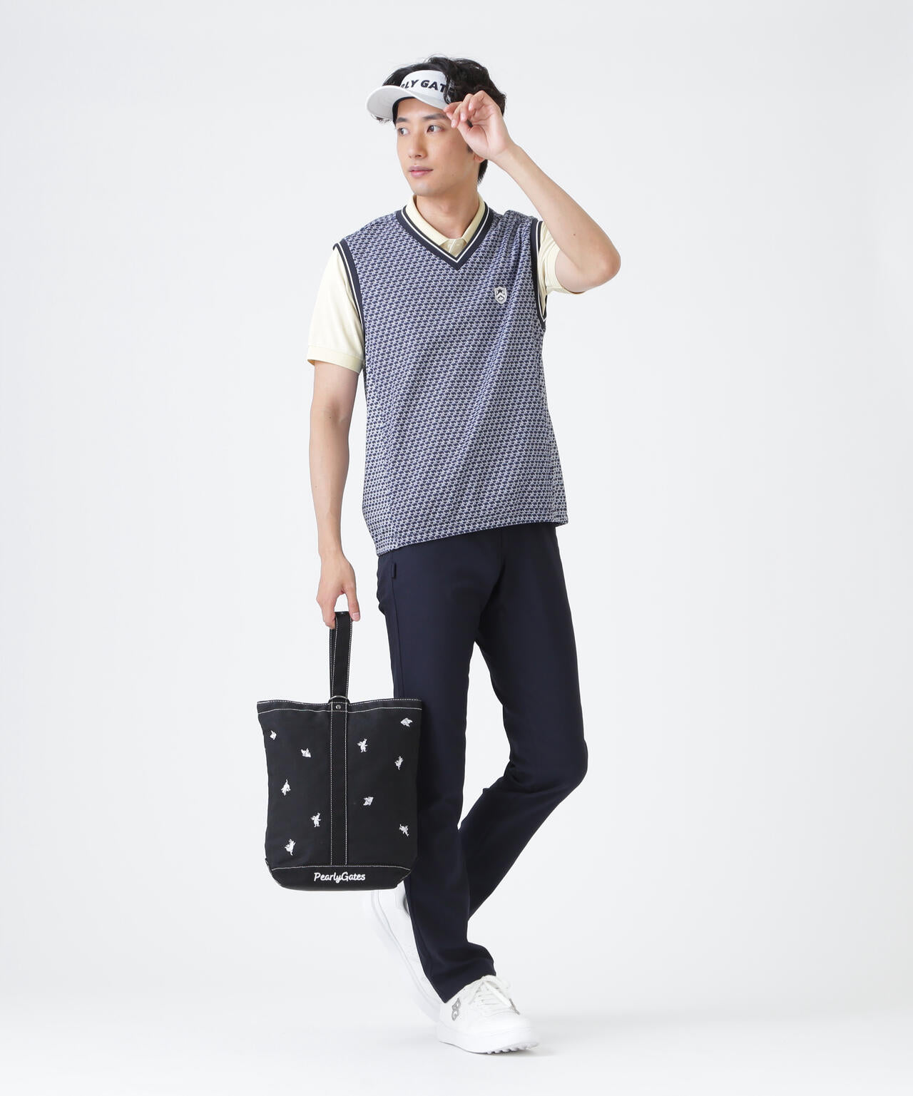 メッシュアンドメッシュVネックベスト ＜もちうさぎ柄＞ (MENS