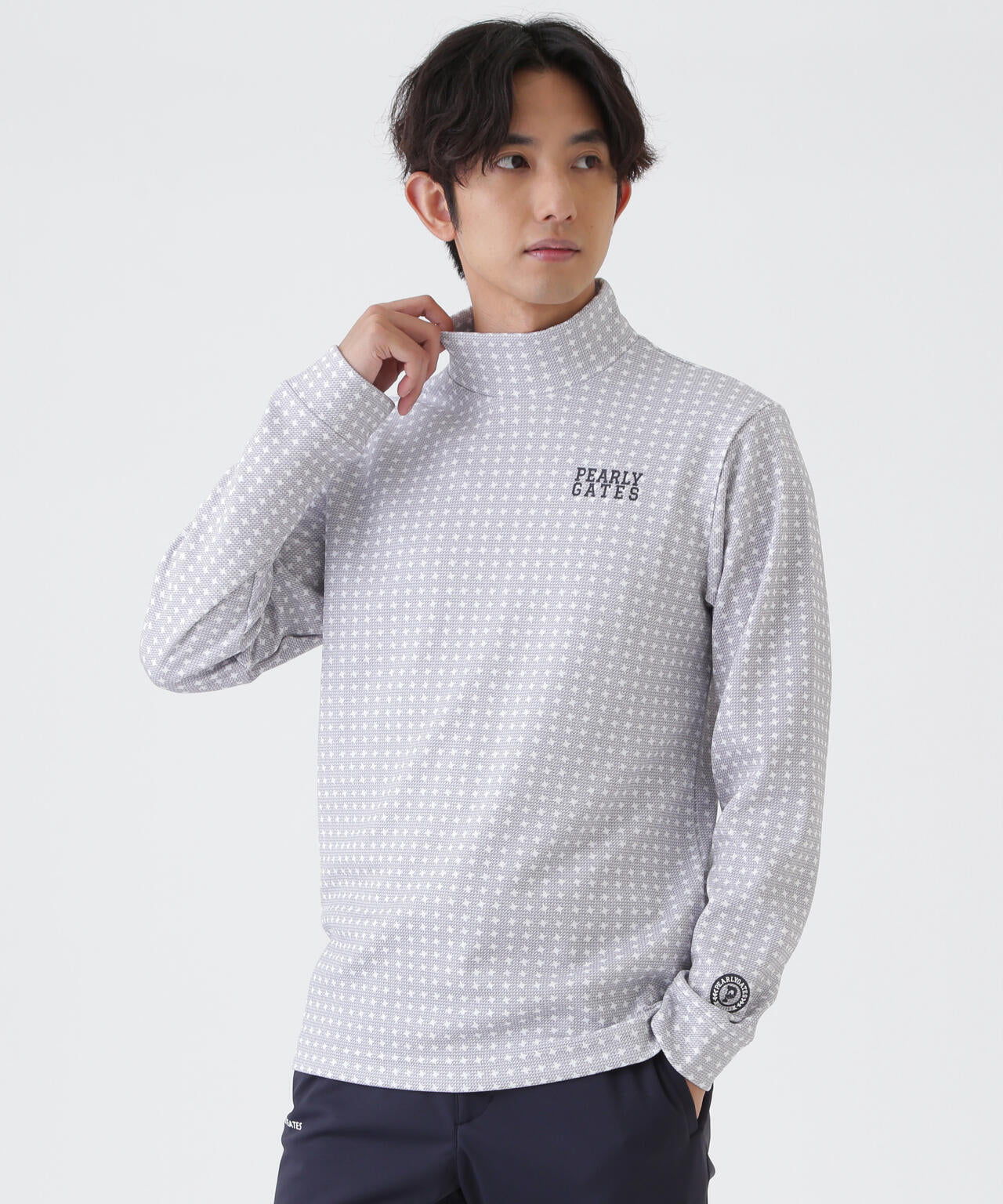 カノコダンボール長袖ハイネックカットソー ＜手裏剣千鳥柄＞ (MENS