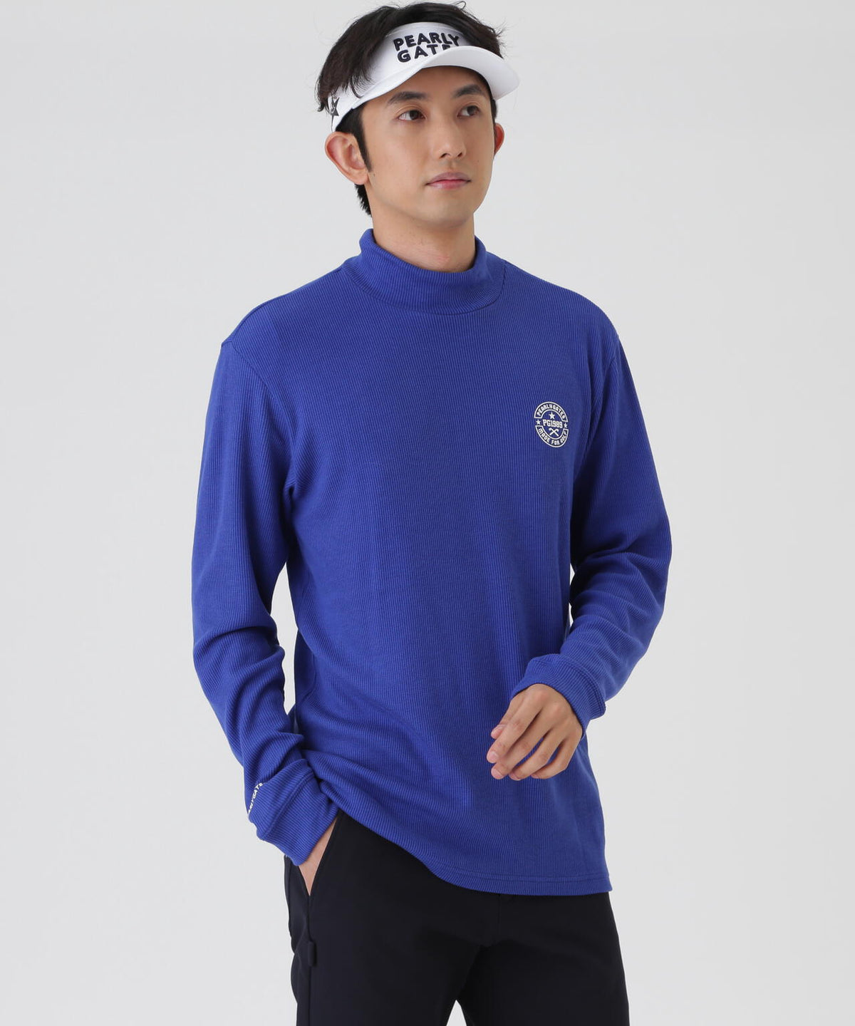 針抜ストレッチセルヒートピーチ長袖ハイネックカットソー (MENS)