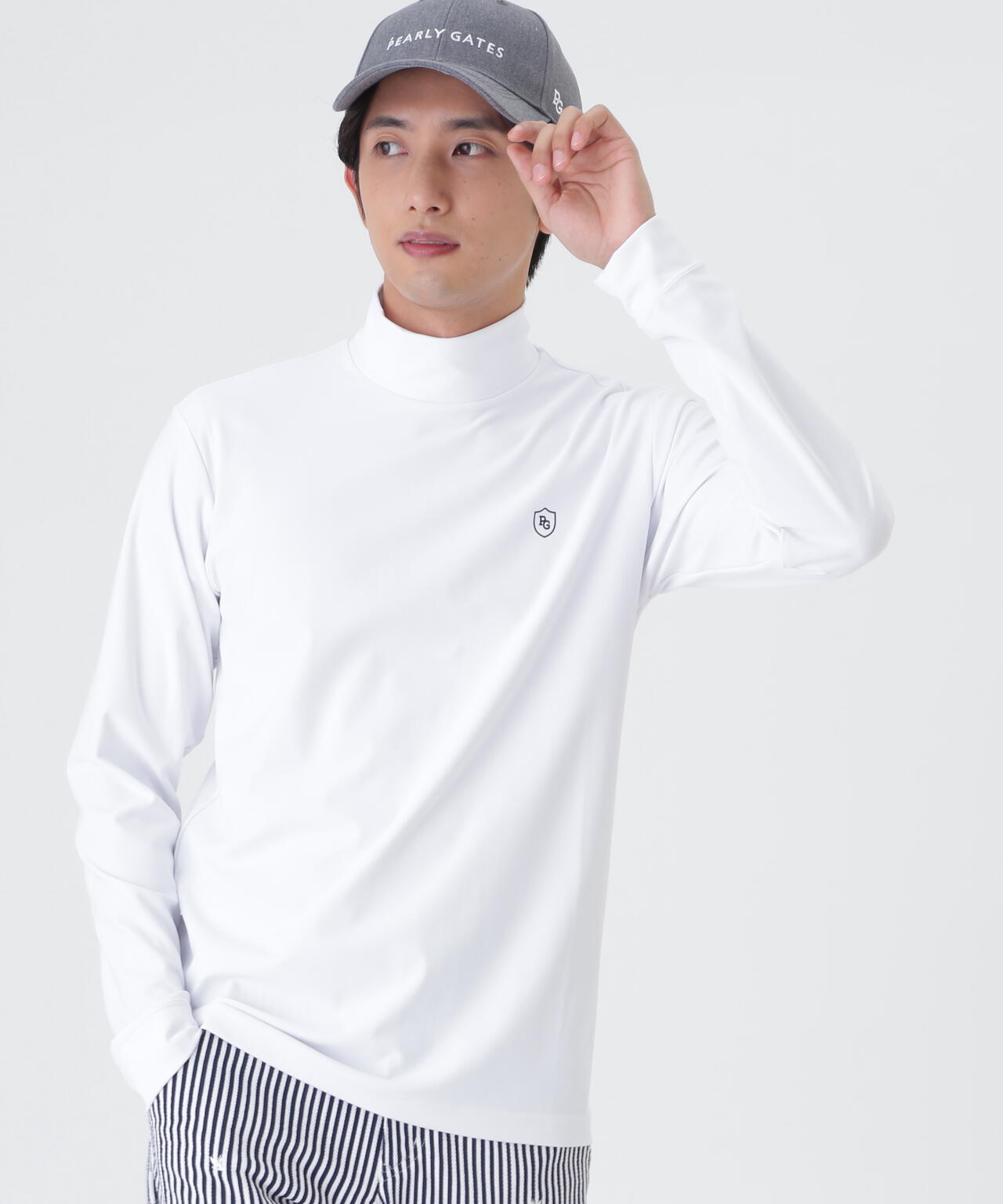 パーリーゲイツ　長袖ハイネックカットソー トゥルーボーテトリコットストレッチ長袖ハイネックカットソー (MENS