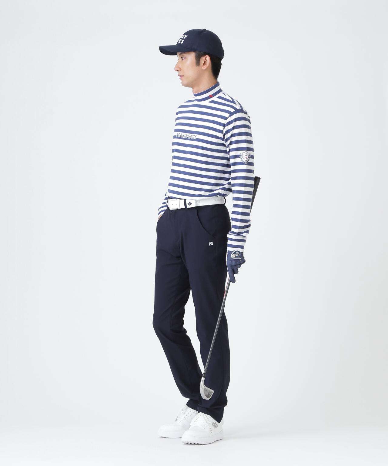 【未使用】PEARLY GATES 長袖カットソー 0 ボーダー R1286 スーピマベア天長袖ハイネックカットソー ＜ボーダー柄＞ (MENS