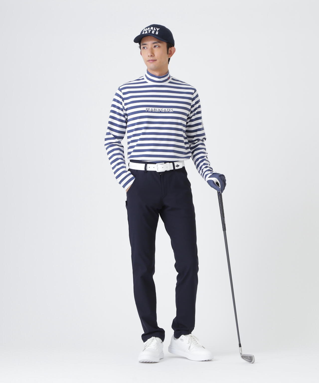 スーピマベア天長袖ハイネックカットソー ＜ボーダー柄＞ (MENS