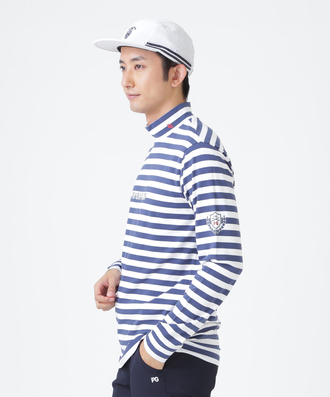 スーピマベア天長袖ハイネックカットソー ＜ボーダー柄＞ (MENS