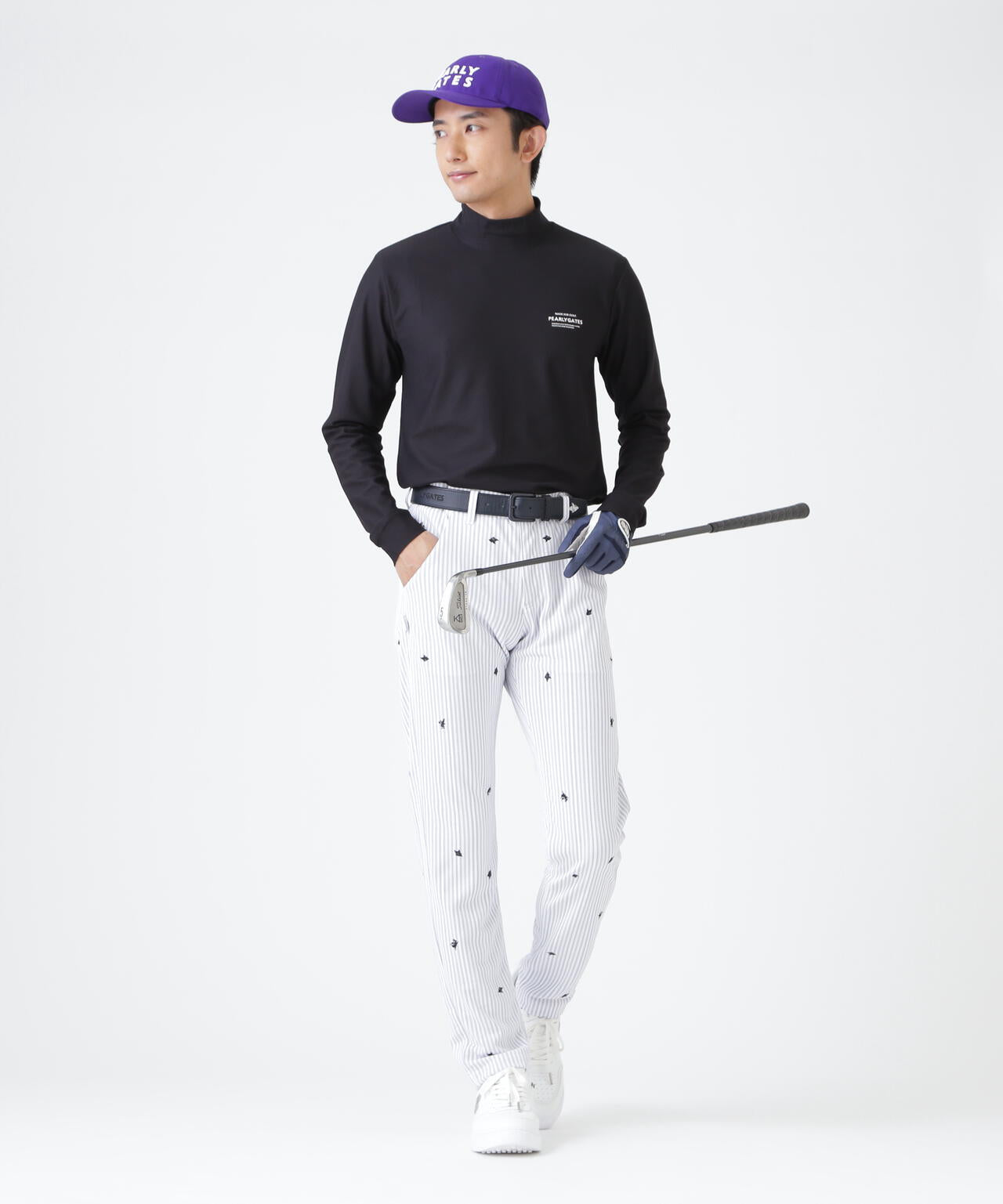 PEARLY GATES ゴルフウェアインナー メンズサイズ５ 37.5×FTYメッシュ長袖ハイネックカットソー ＜PG BODY＞ (MENS