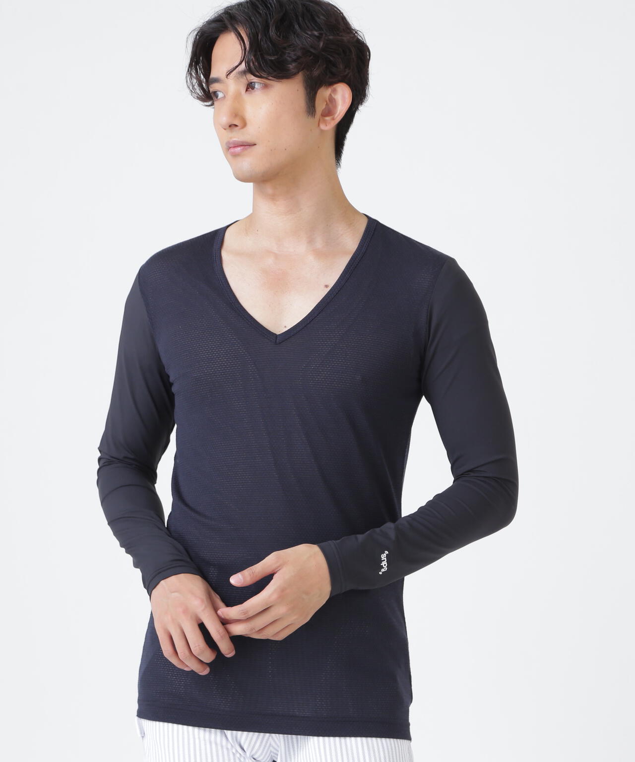 パーリーゲイツ　Nペア 天竺メッシュモックネックアンダーシャツ濃紺サイズ5 Super Natural ウールメッシュ × ナイロンベア天竺(MENS) | PEARLY