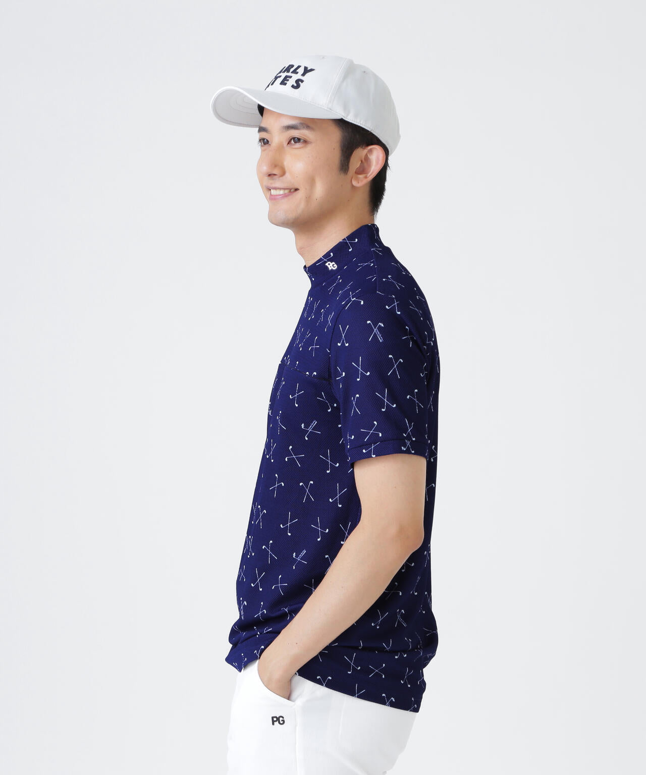 2WAYトリコット半袖ハイネックカットソー ＜ゴルフクラブ柄＞ (MENS