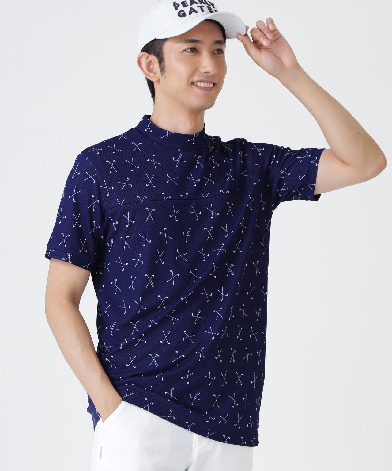 2WAYトリコット半袖ハイネックカットソー ＜ゴルフクラブ柄＞ (MENS