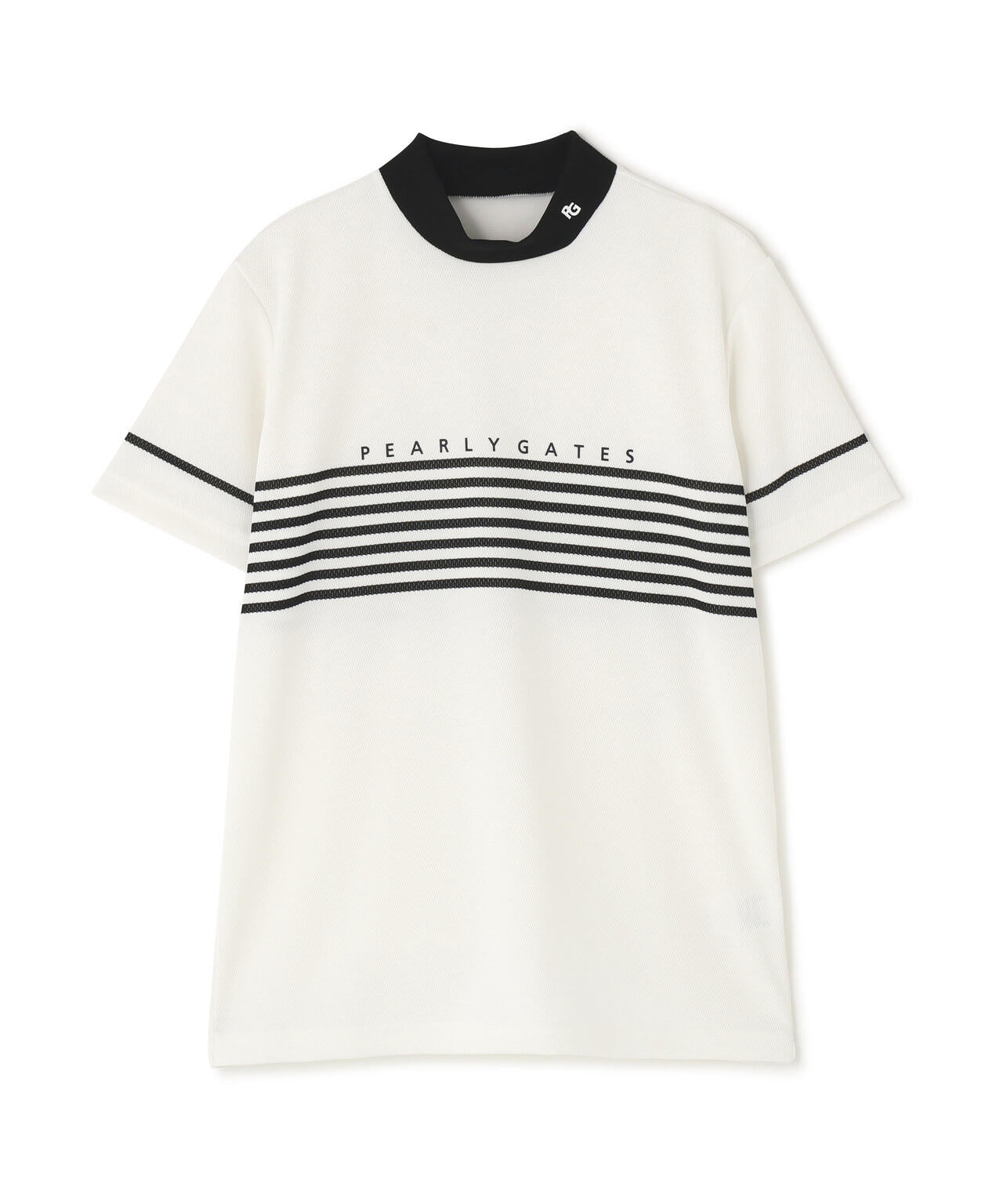 Peメッシュパネルボーダー半袖ハイネックカットソー (MENS) | PEARLY