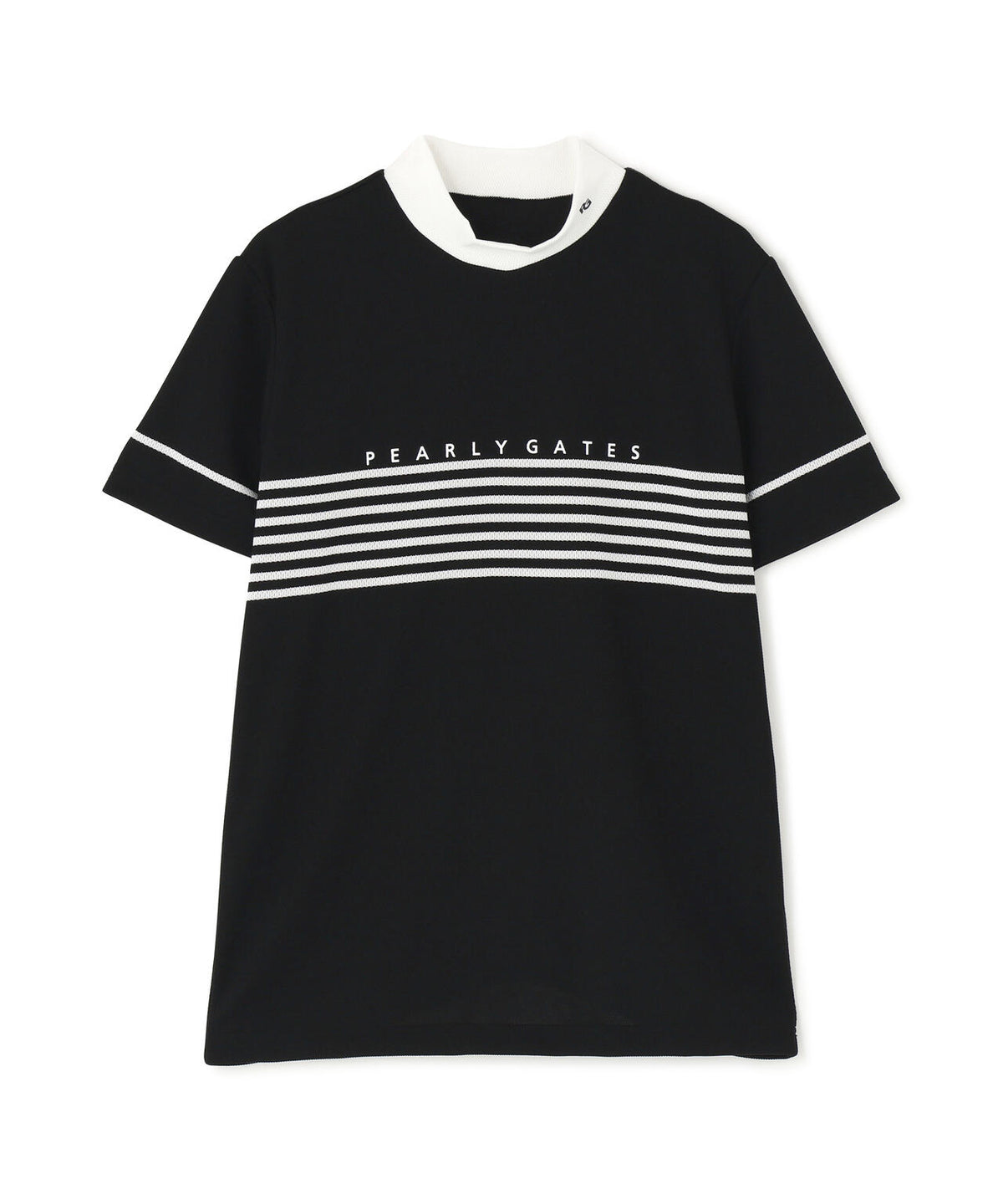 Peメッシュパネルボーダー半袖ハイネックカットソー (MENS)
