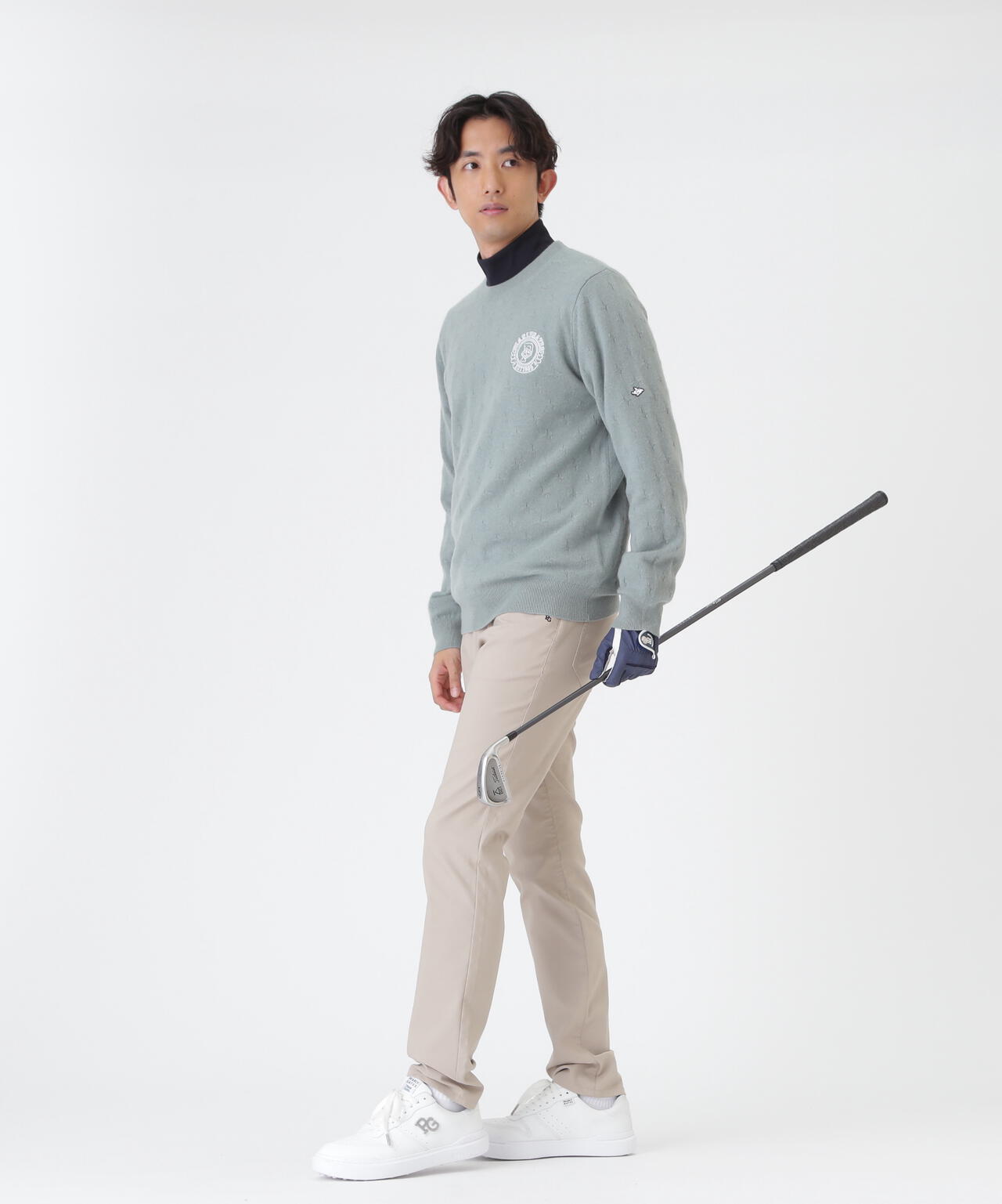 カシミヤ12G天竺クルーネックニットプルオーバー (MENS) | PEARLY