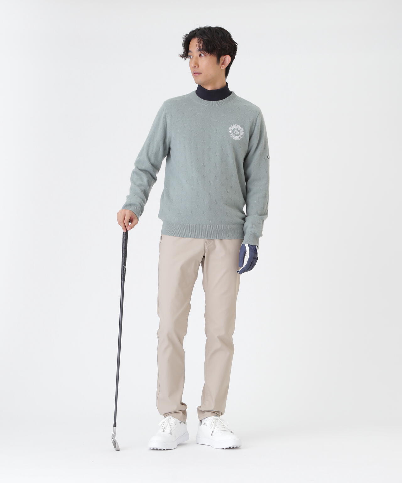 カシミヤ12G天竺クルーネックニットプルオーバー (MENS) | PEARLY