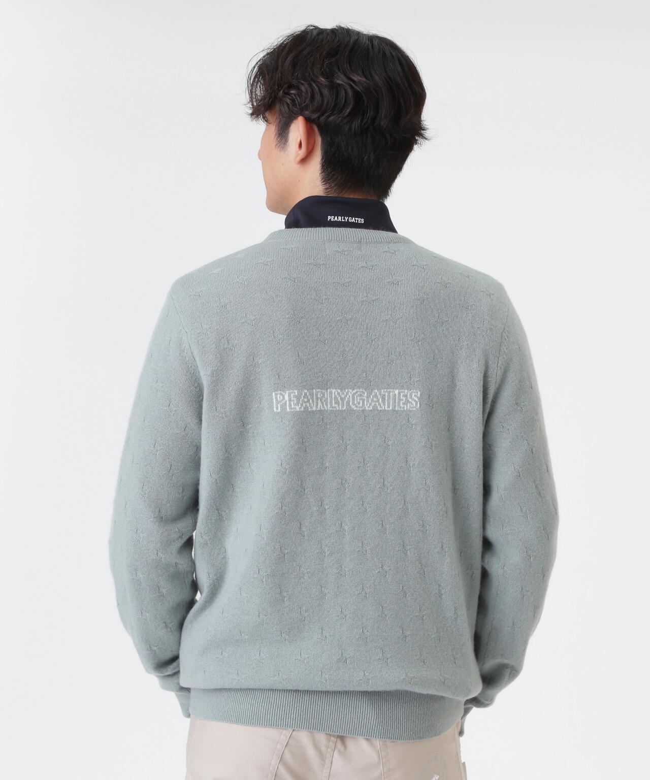カシミヤ12G天竺クルーネックニットプルオーバー (MENS) | PEARLY