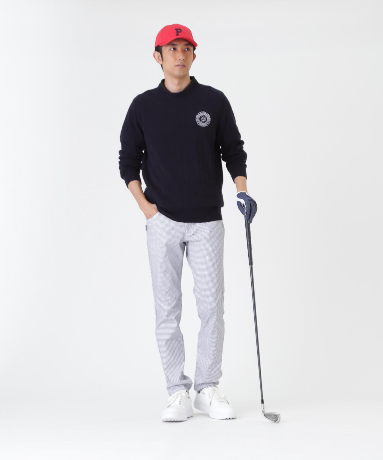 カシミヤ12G天竺クルーネックニットプルオーバー (MENS) | PEARLY