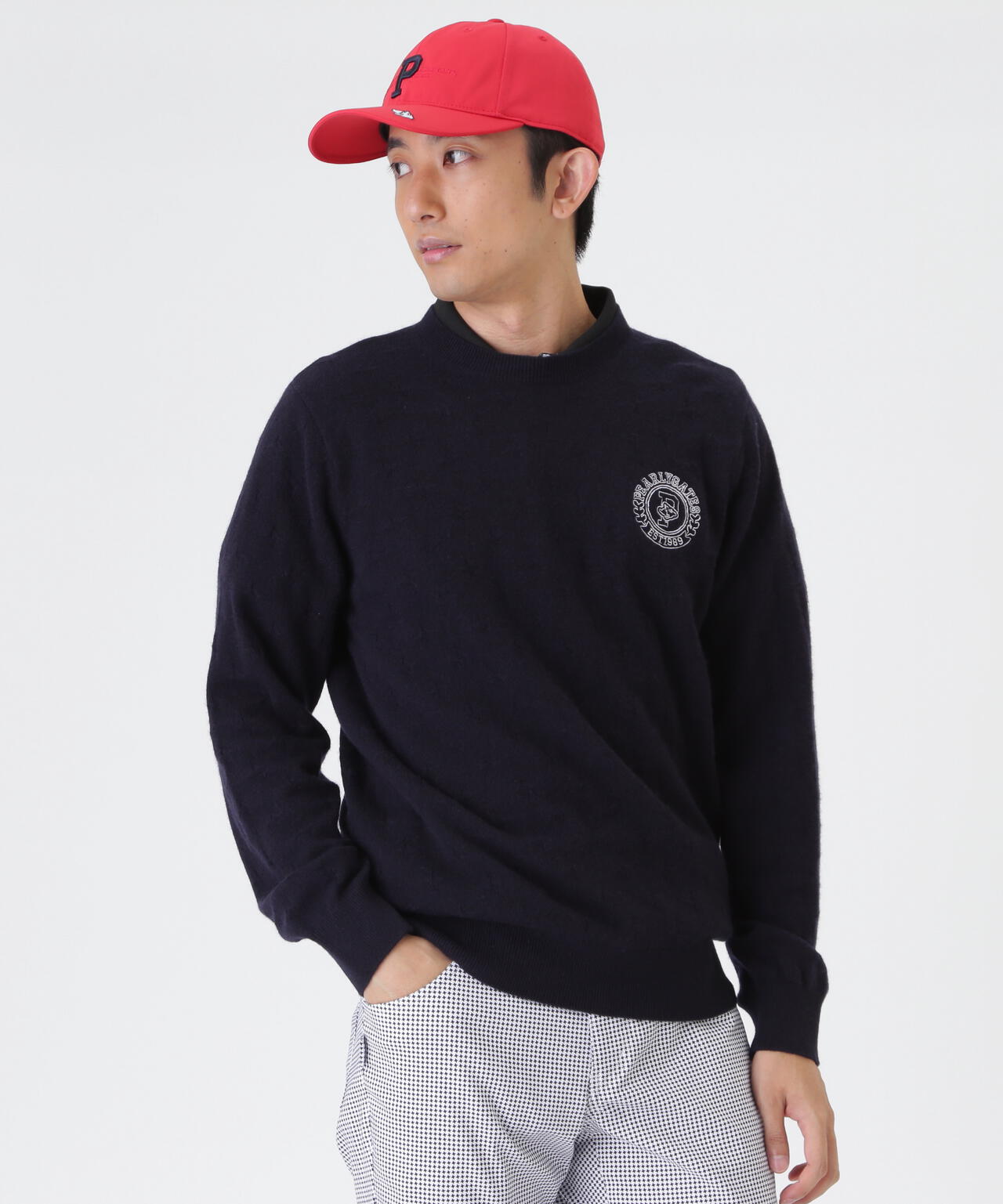 カシミヤ12G天竺クルーネックニットプルオーバー (MENS) | PEARLY