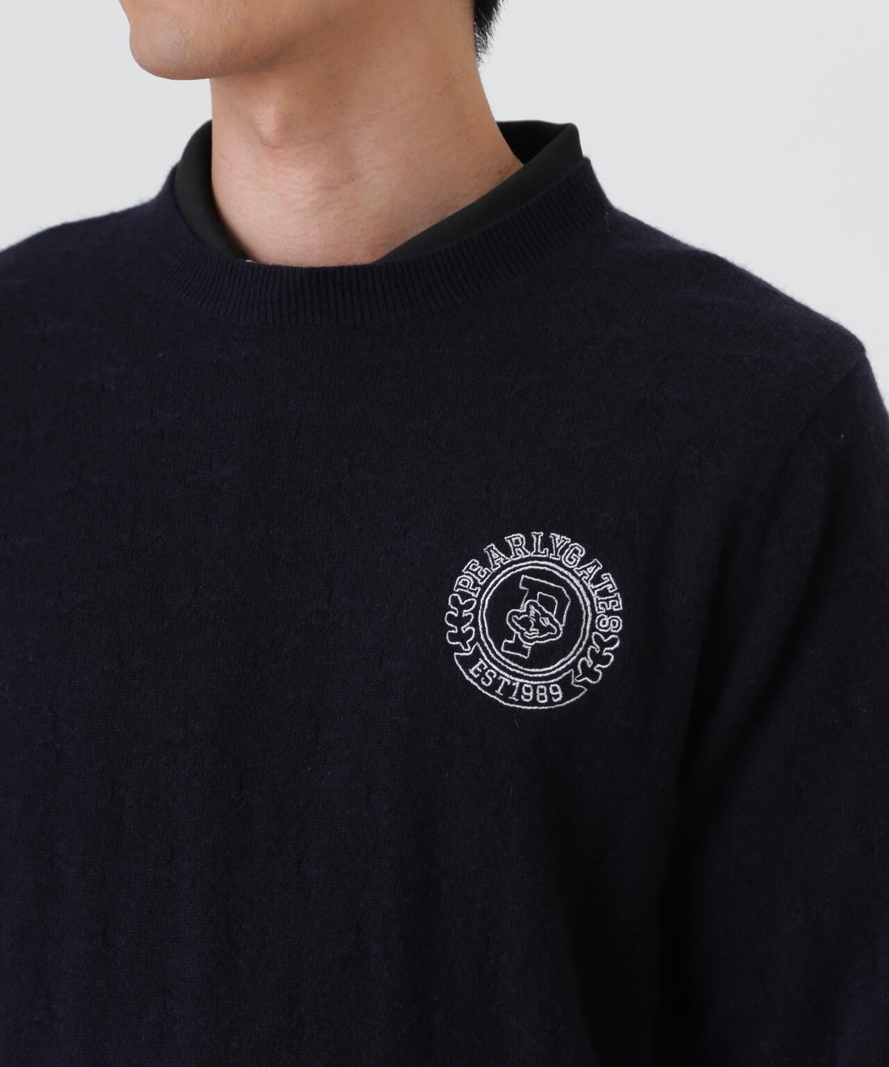 カシミヤ12G天竺クルーネックニットプルオーバー (MENS) | PEARLY