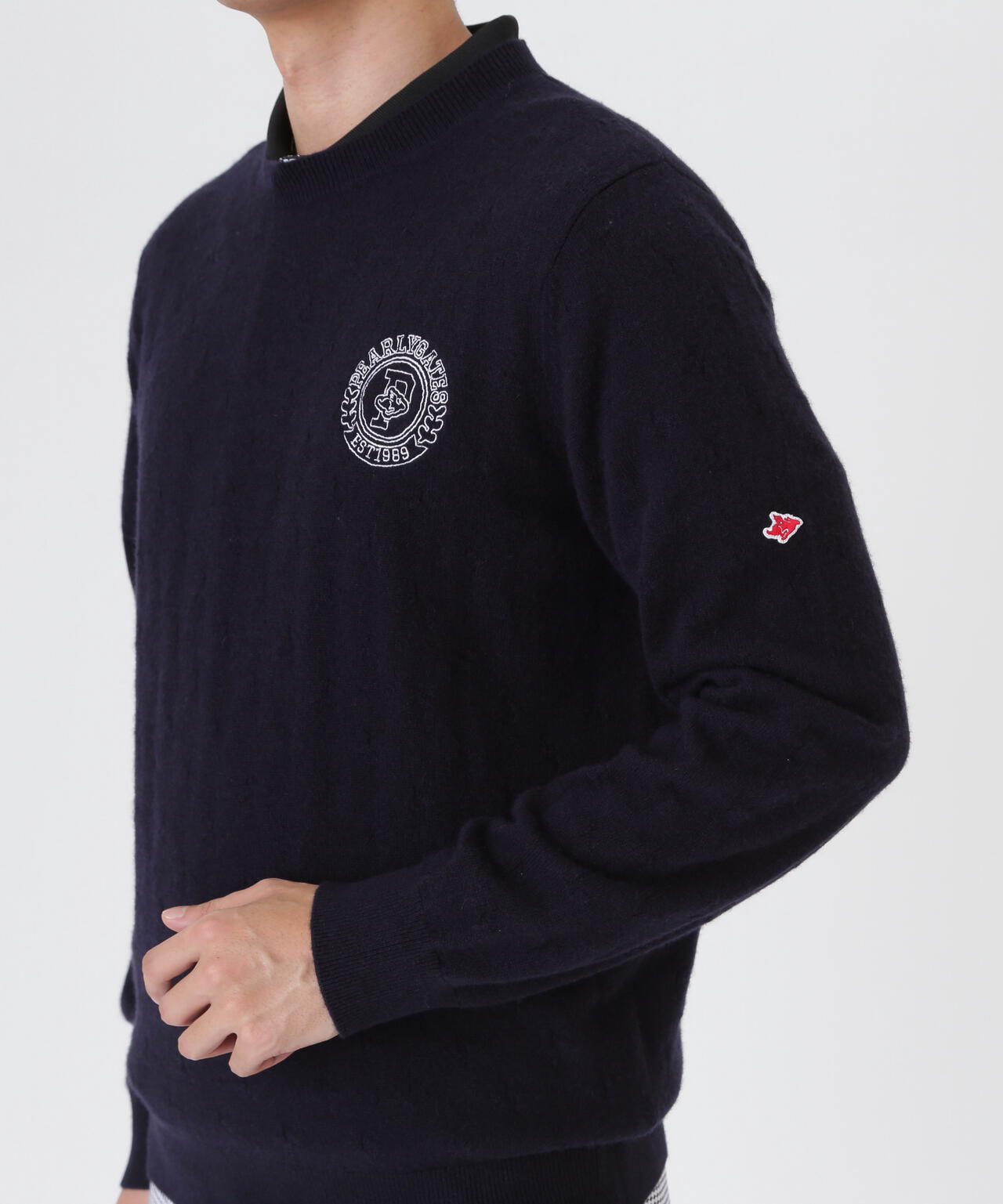 カシミヤ12G天竺クルーネックニットプルオーバー (MENS) | PEARLY