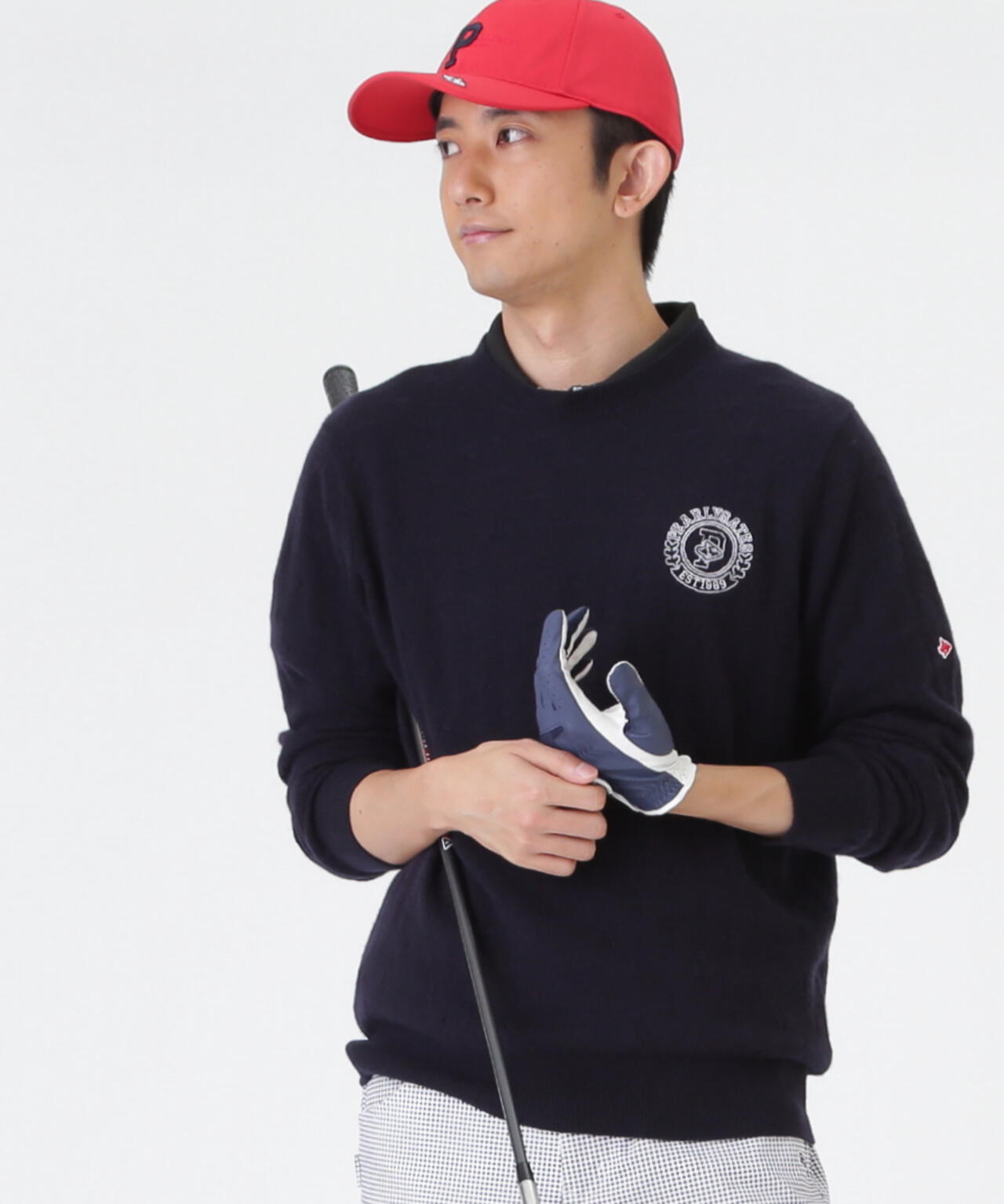 カシミヤ12G天竺クルーネックニットプルオーバー (MENS) | PEARLY