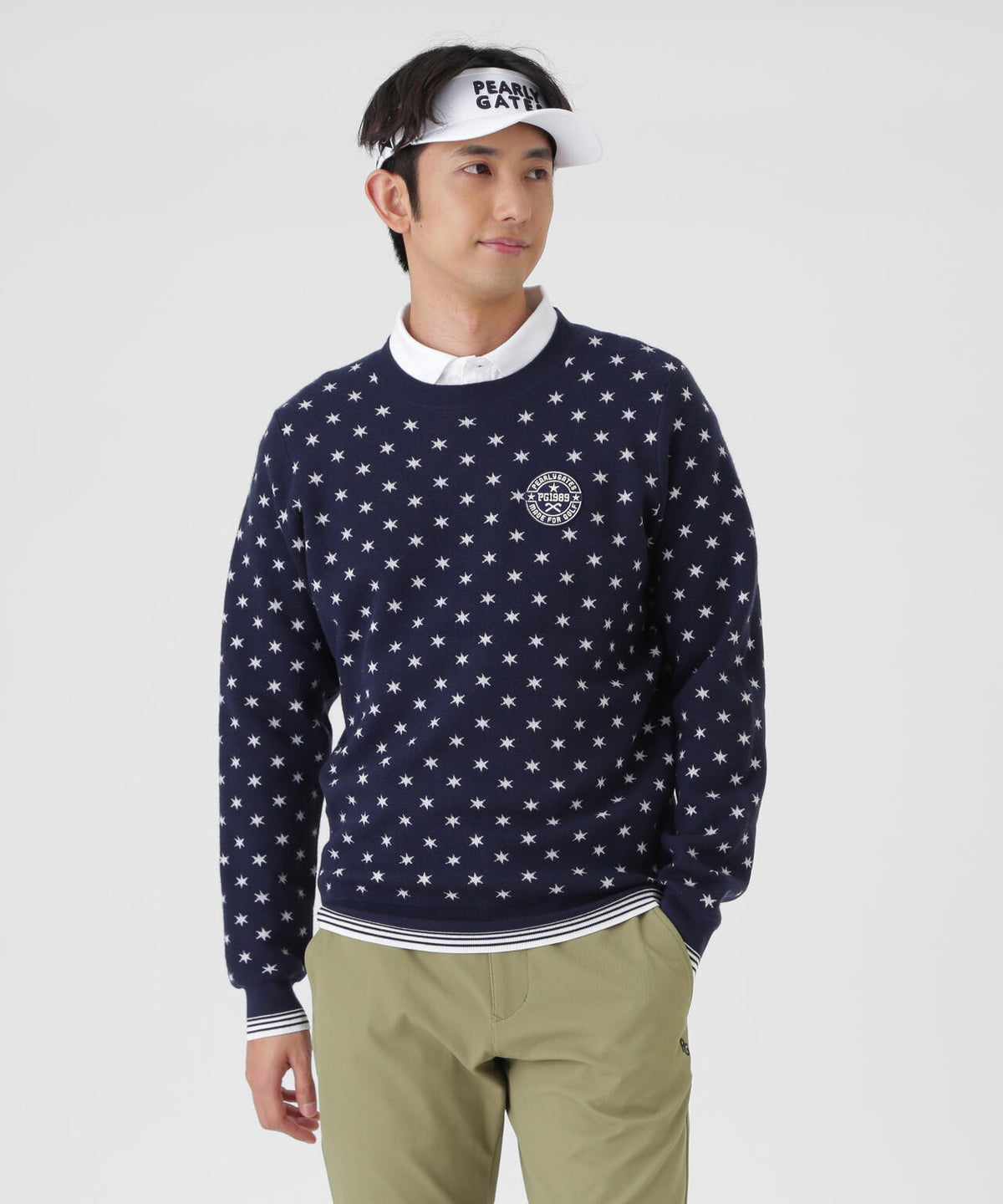 HGストレッチカシミヤクルーネックニットプルオーバー ＜星柄＞ (MENS)