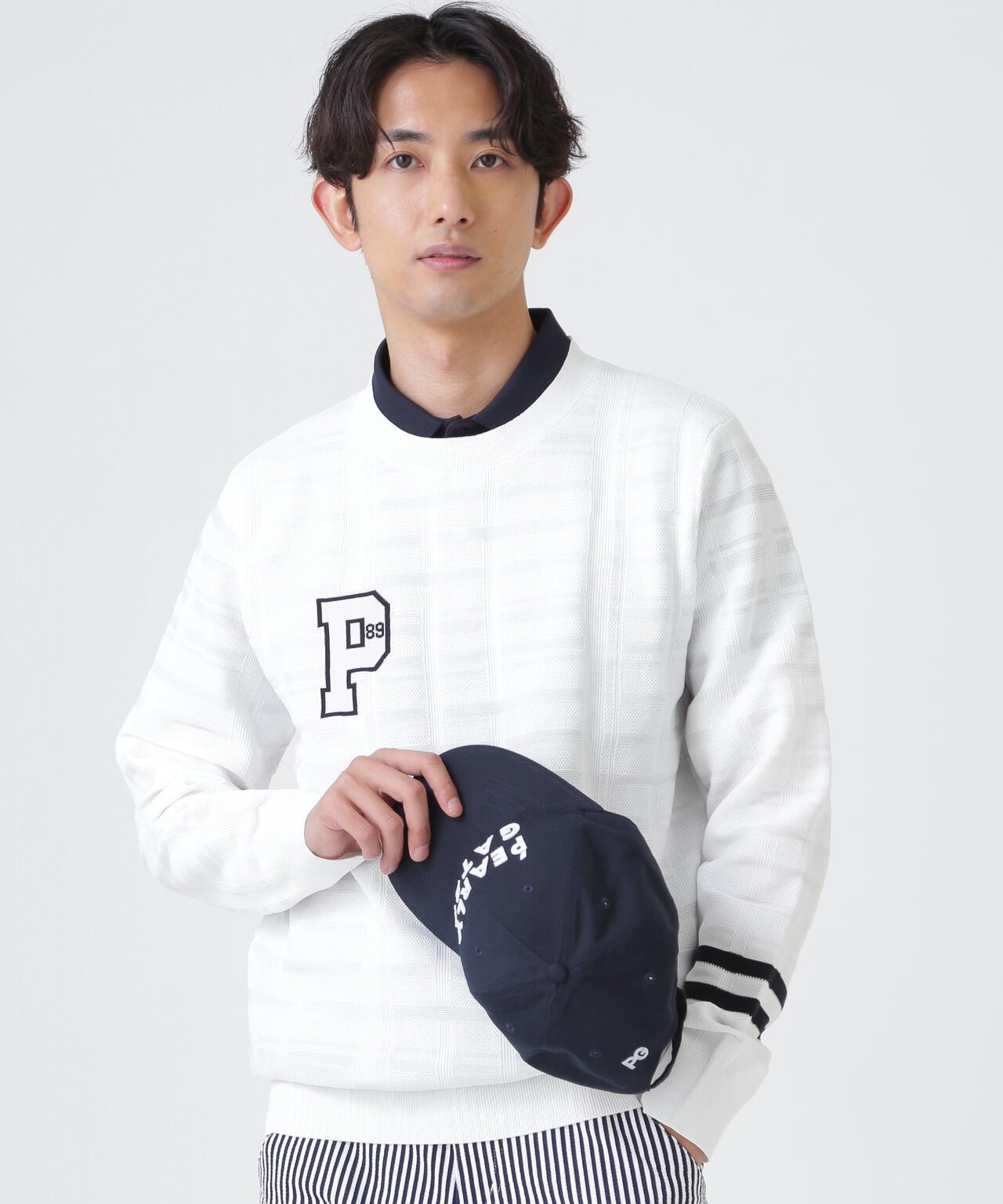 14G地柄ジャガードクルーネックニットプルオーバー (MENS) | PEARLY