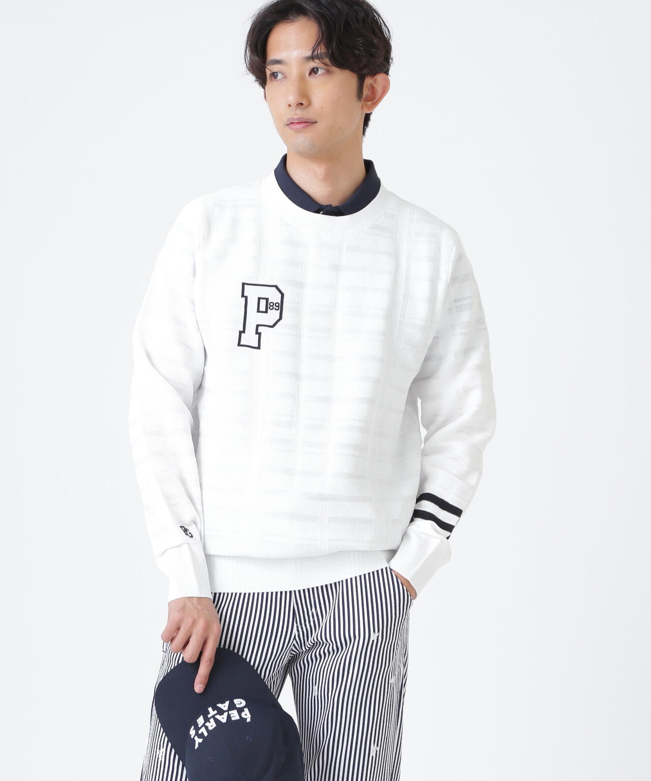 14G地柄ジャガードクルーネックニットプルオーバー (MENS) | PEARLY